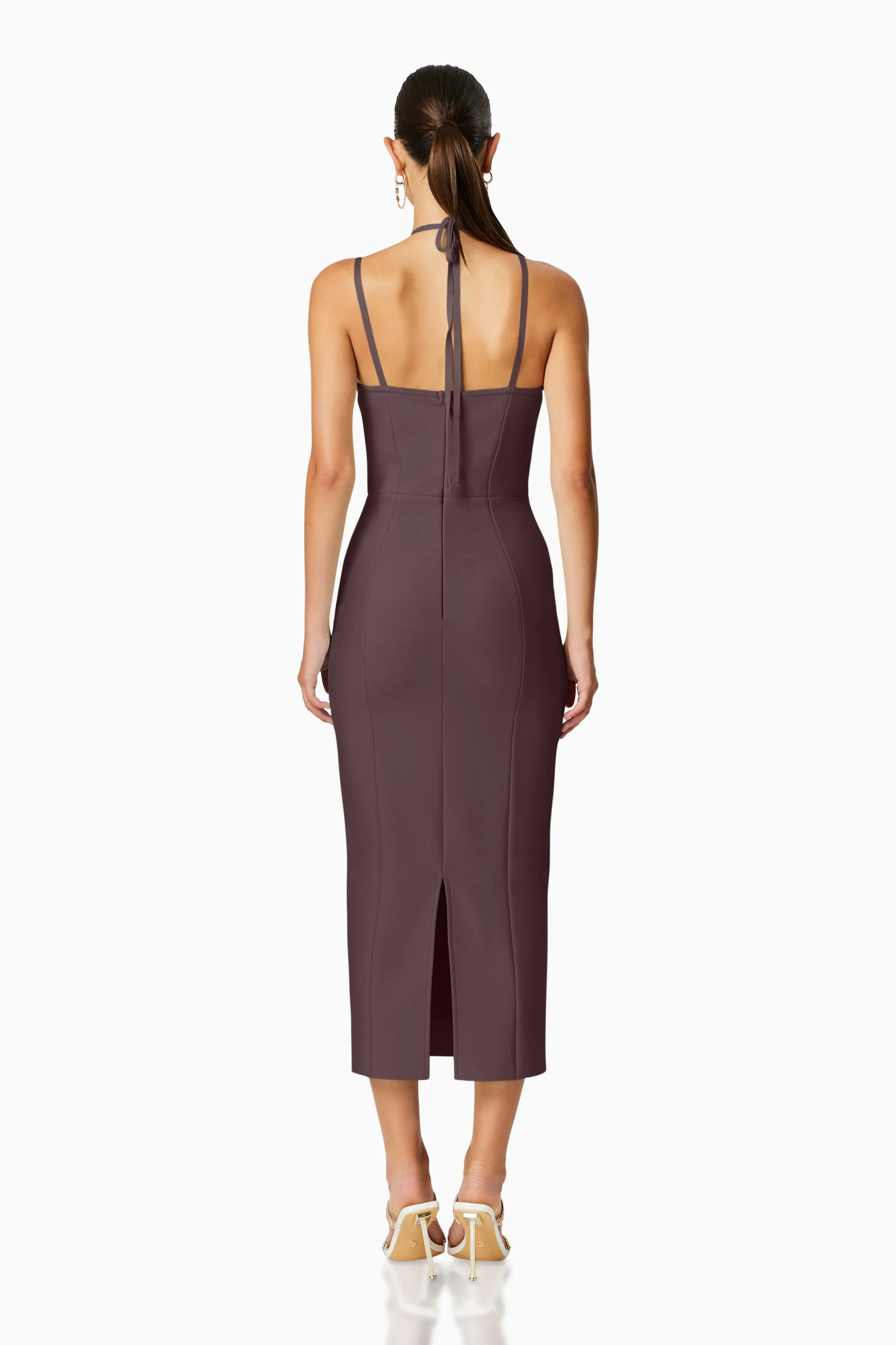 Orchid Bodycon Midi Dress in Brown sold by Elliatt product image thumbnail 3