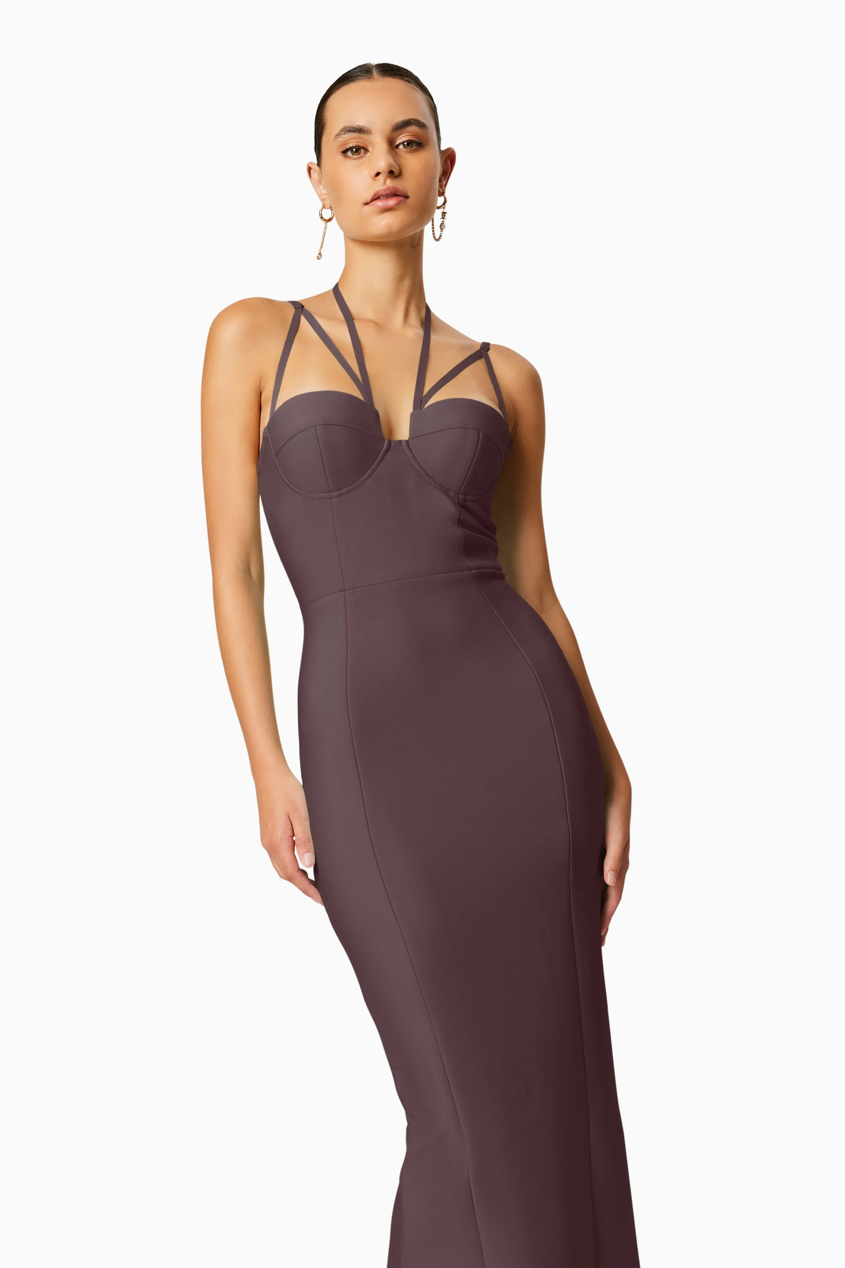 Orchid Bodycon Midi Dress in Brown sold by Elliatt product image thumbnail 5