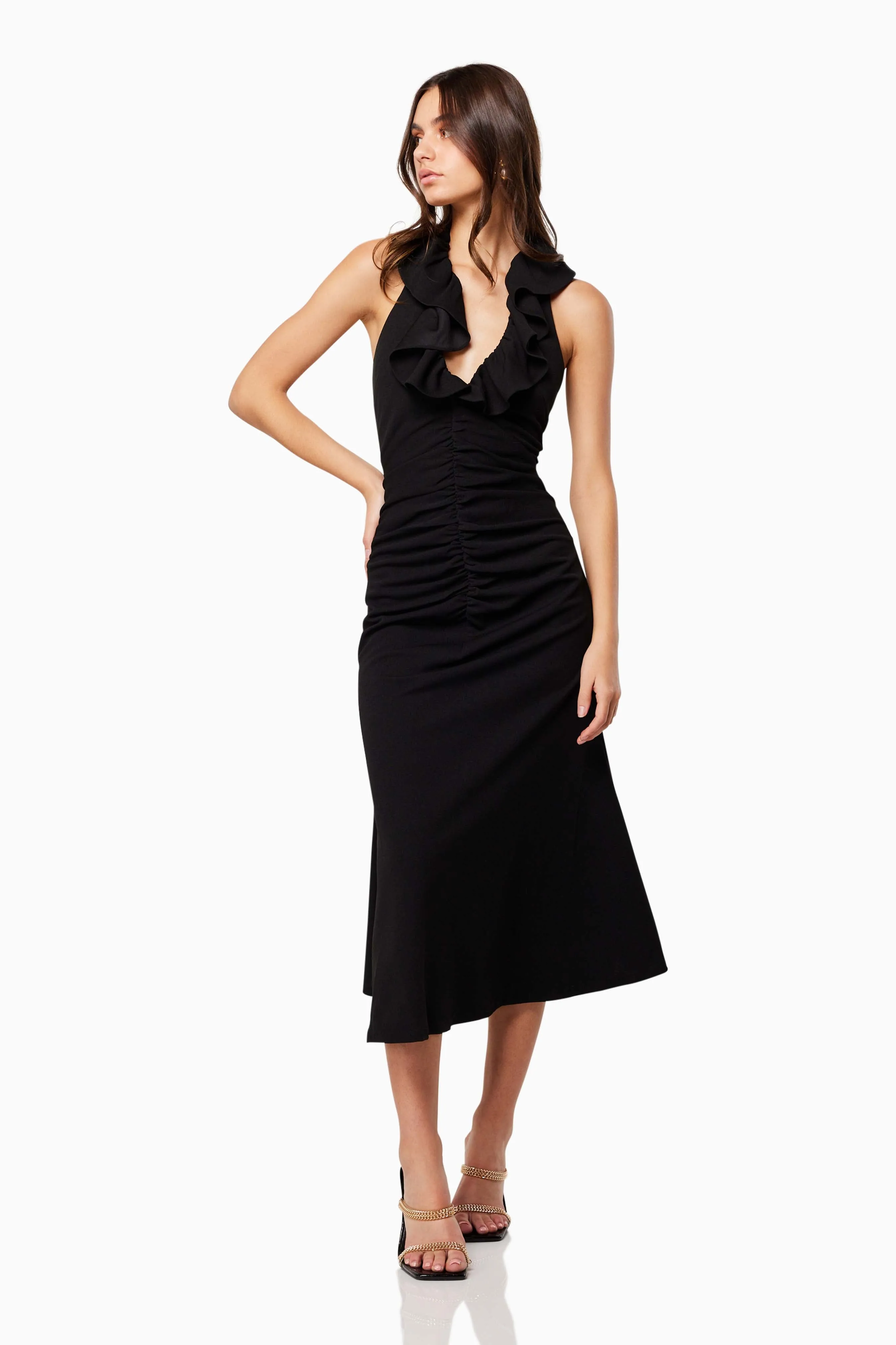 Zaina Plunge Midi Dress in Black sold by Elliatt product image thumbnail 3
