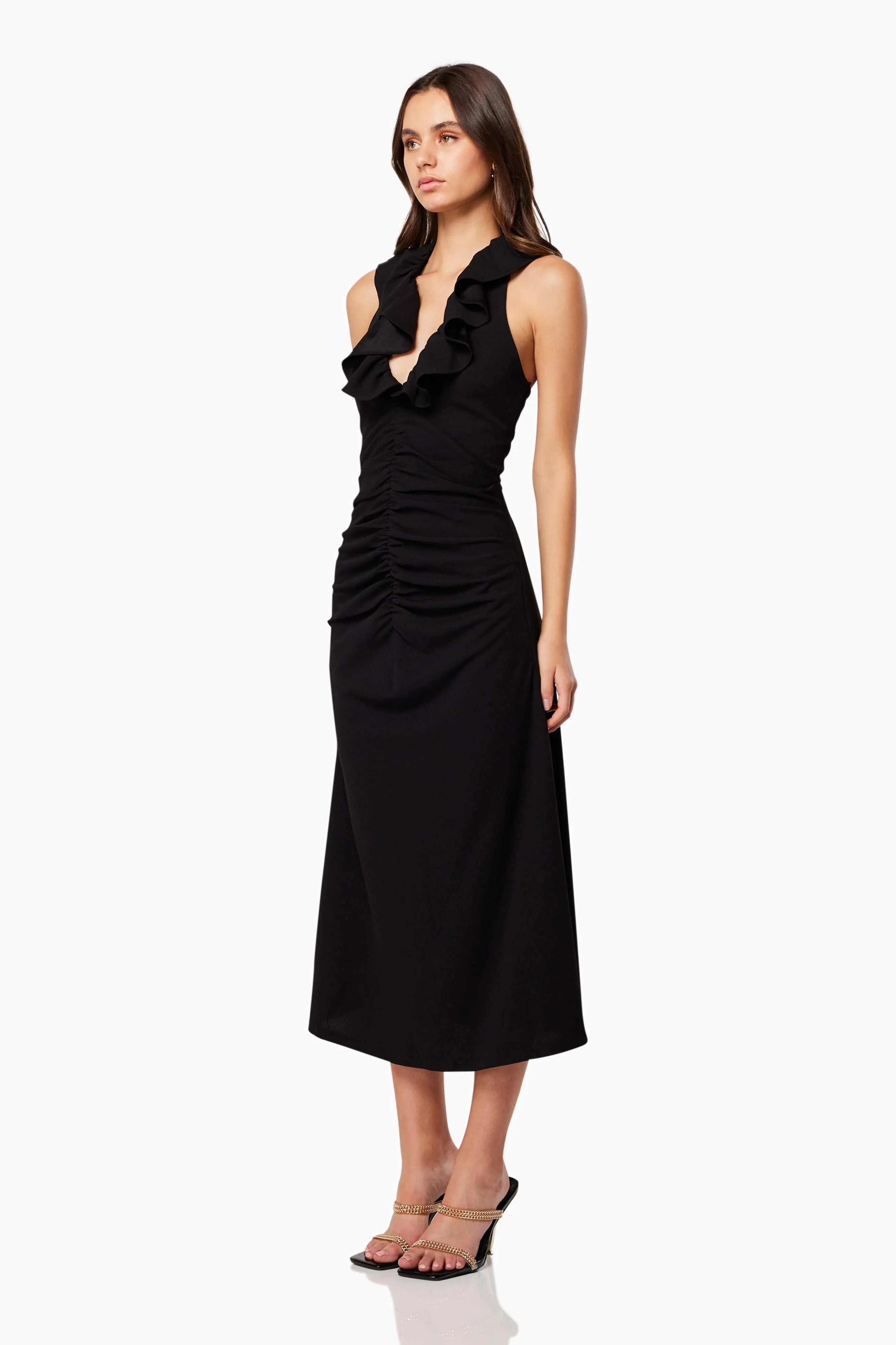 Zaina Plunge Midi Dress in Black sold by Elliatt product image thumbnail 2