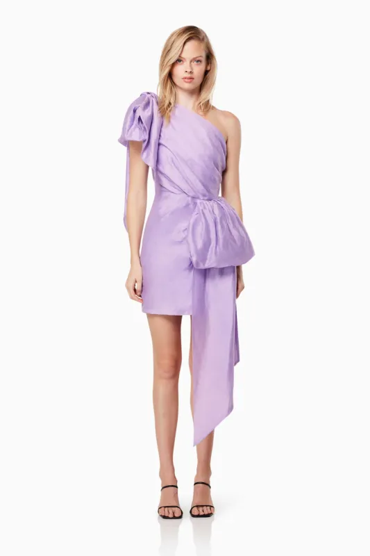 Sincerity Dress One Shoulder Mini Dress in Purple sold by Elliatt