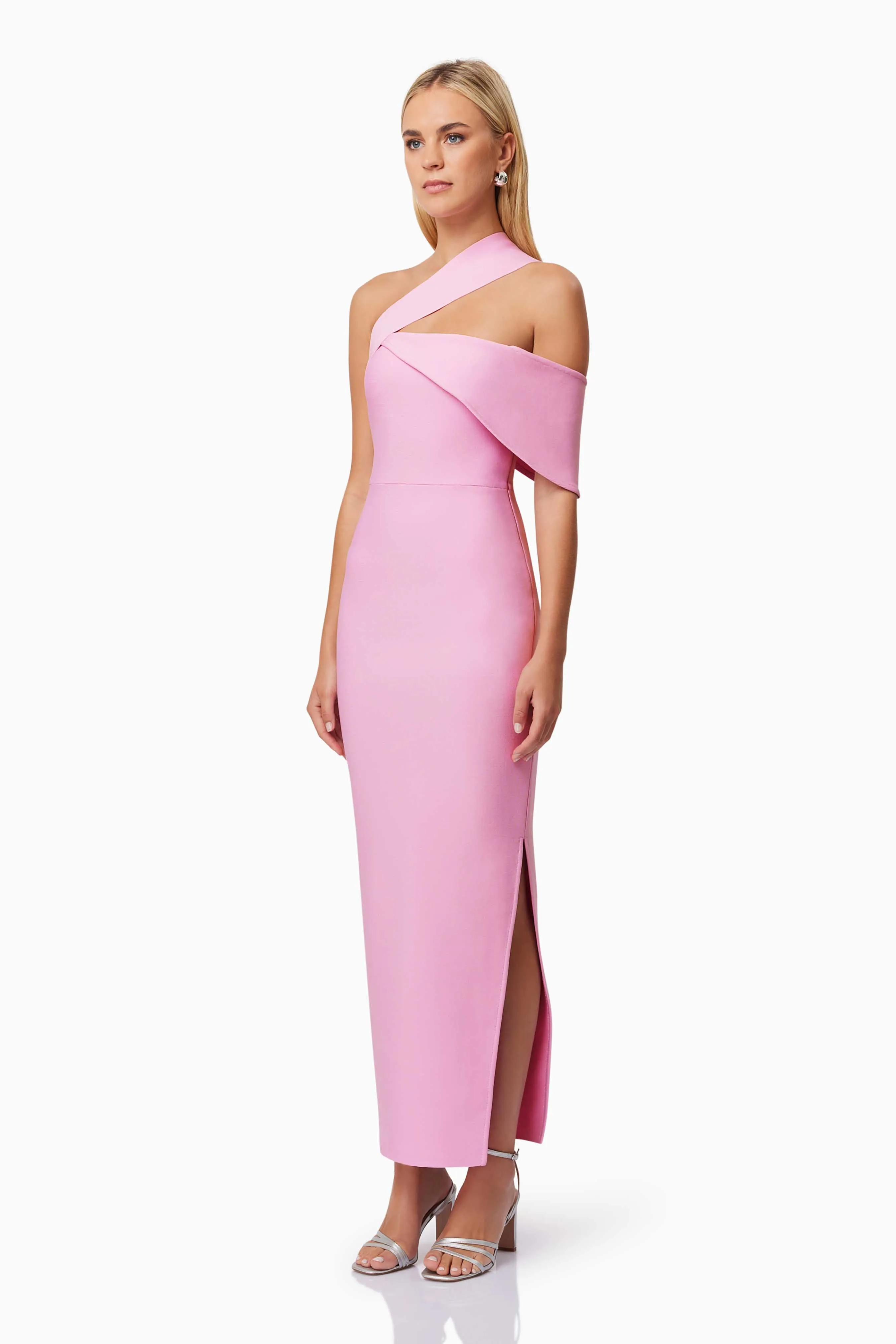Riley One Shoulder Fitted Maxi Dress in Pink sold by Elliatt product image thumbnail 2
