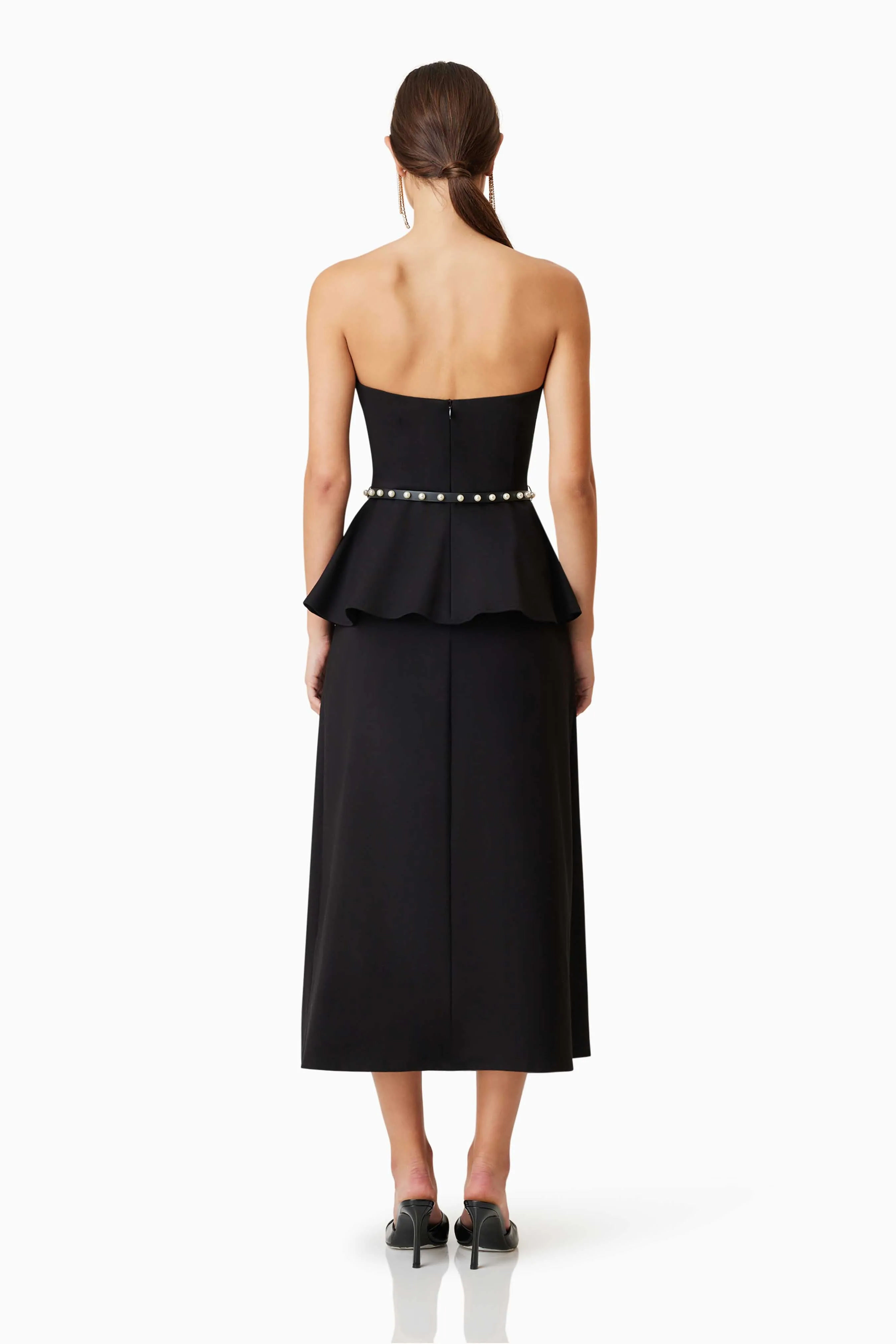 Sonnet Strapless Midi Cocktail Dress in Black sold by Elliatt product image thumbnail 4