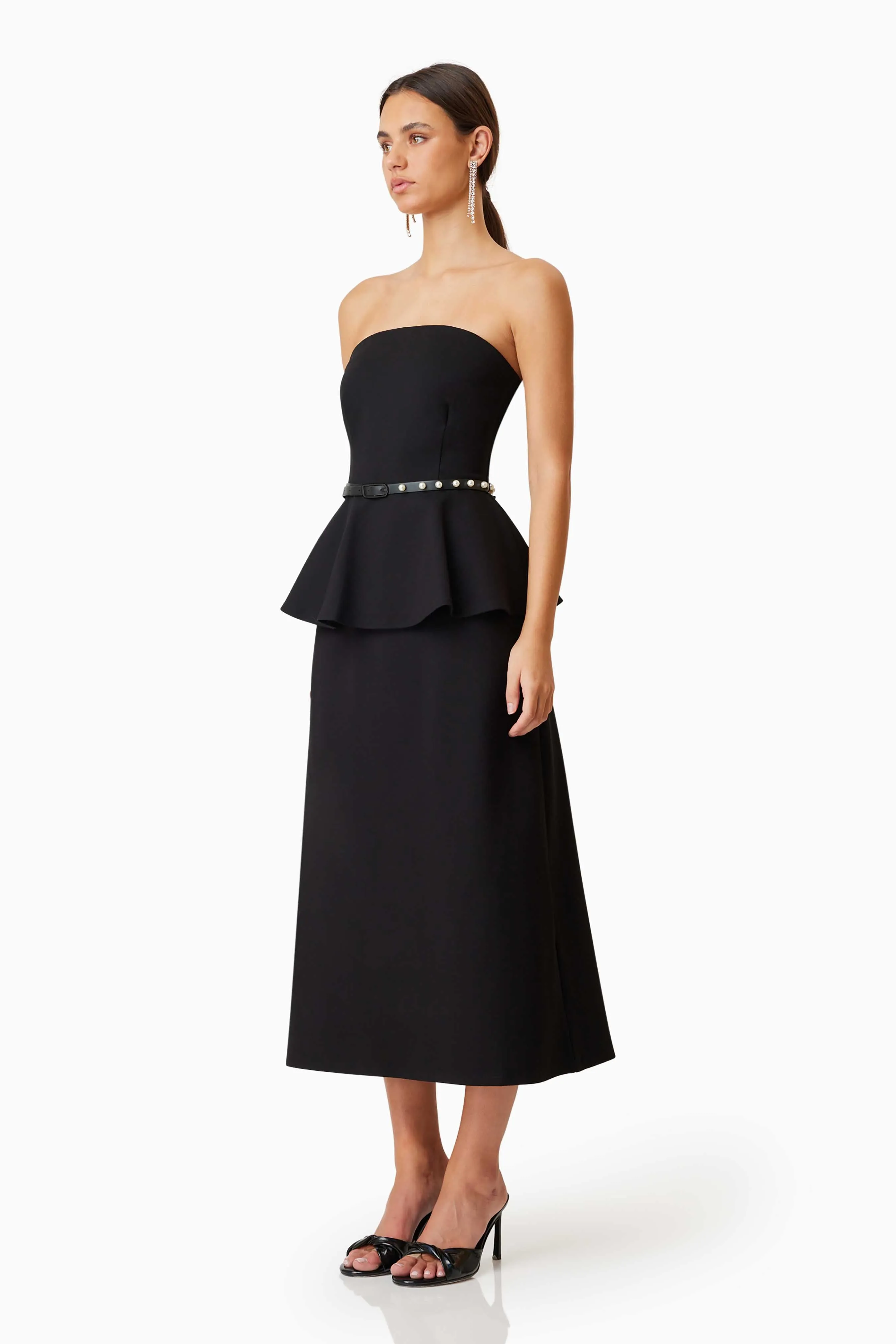 Sonnet Strapless Midi Cocktail Dress in Black sold by Elliatt product image thumbnail 2