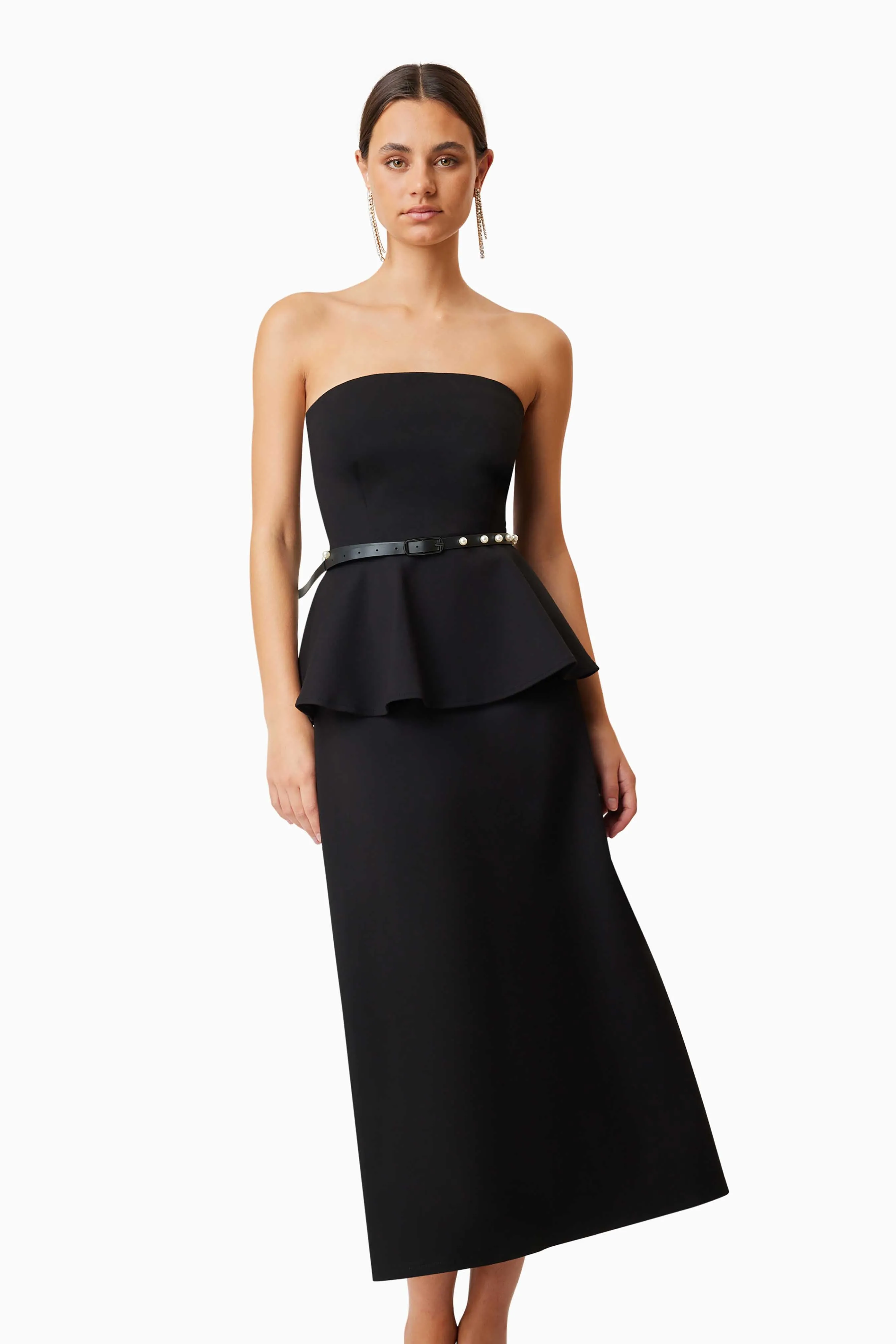 Sonnet Strapless Midi Cocktail Dress in Black sold by Elliatt product image thumbnail 5