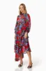 Thea Long Sleeve Floral Midi Dress in Red sold by Elliatt