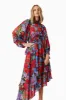 Thea Long Sleeve Floral Midi Dress in Red sold by Elliatt