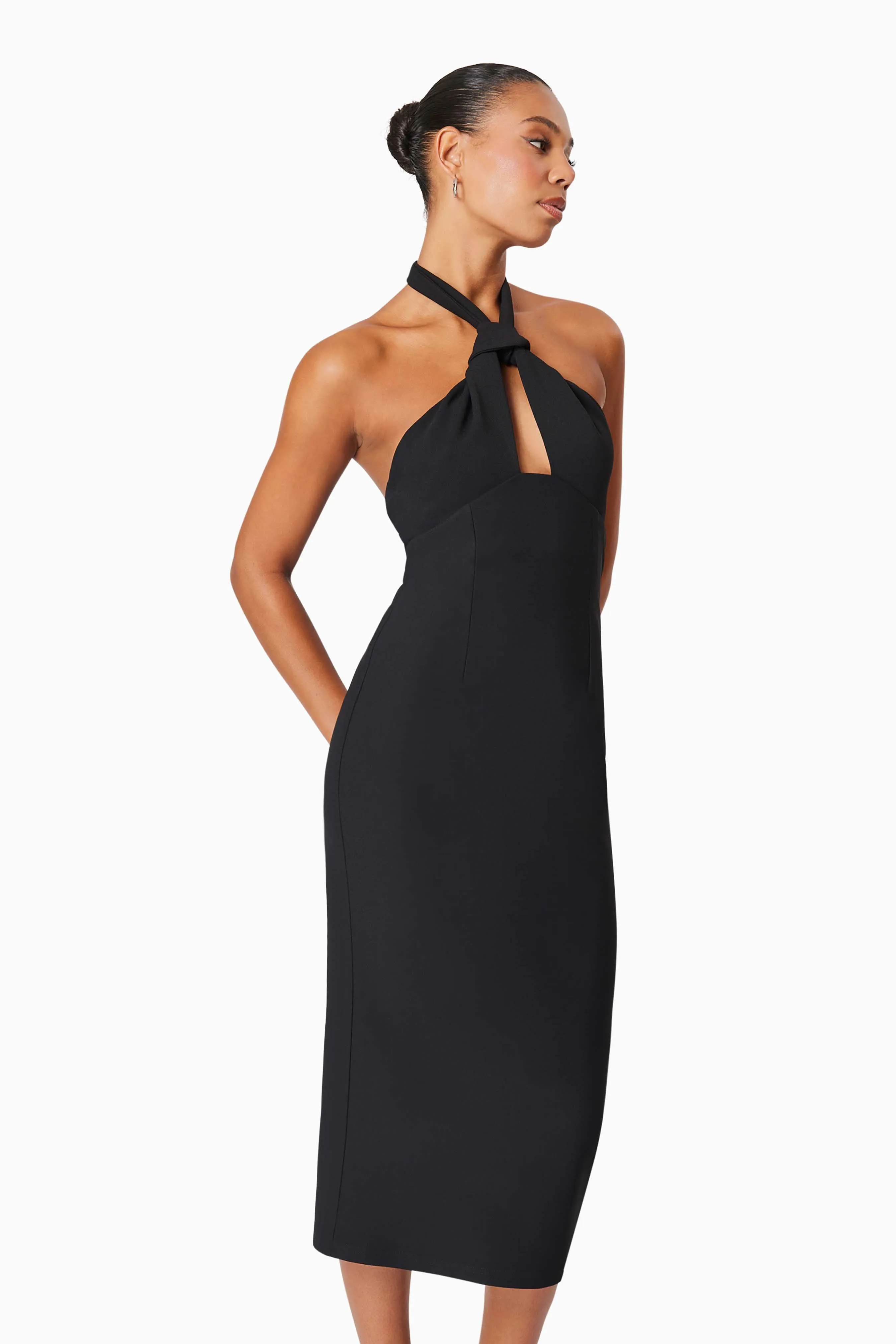 Victoria Bodycon Fitted Midi Dress in Black sold by Elliatt product image thumbnail 5