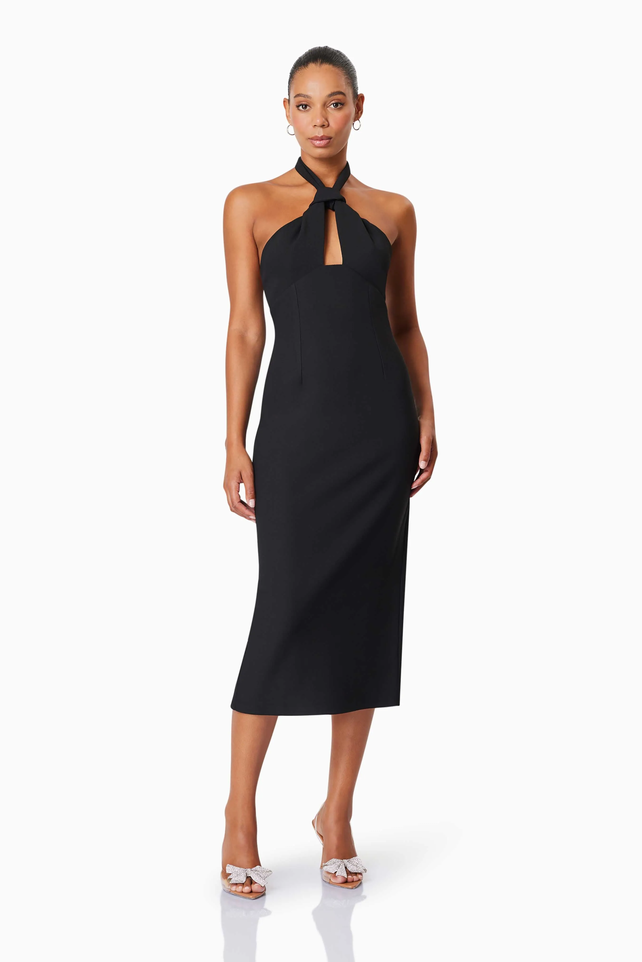 Victoria Bodycon Fitted Midi Dress in Black sold by Elliatt product image thumbnail 3