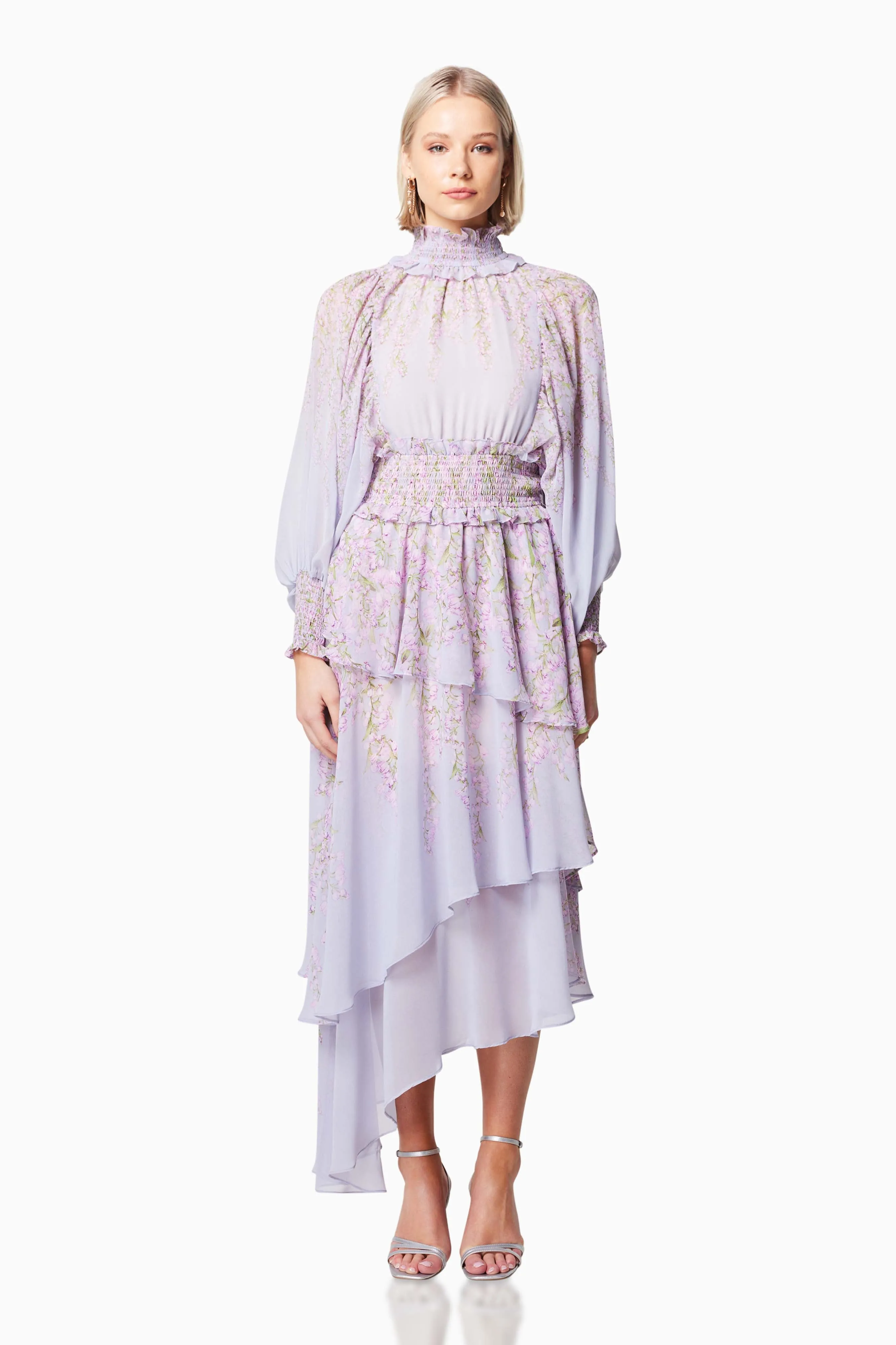 Astrid Long Sleeve Midi Dress in Purple sold by Elliatt