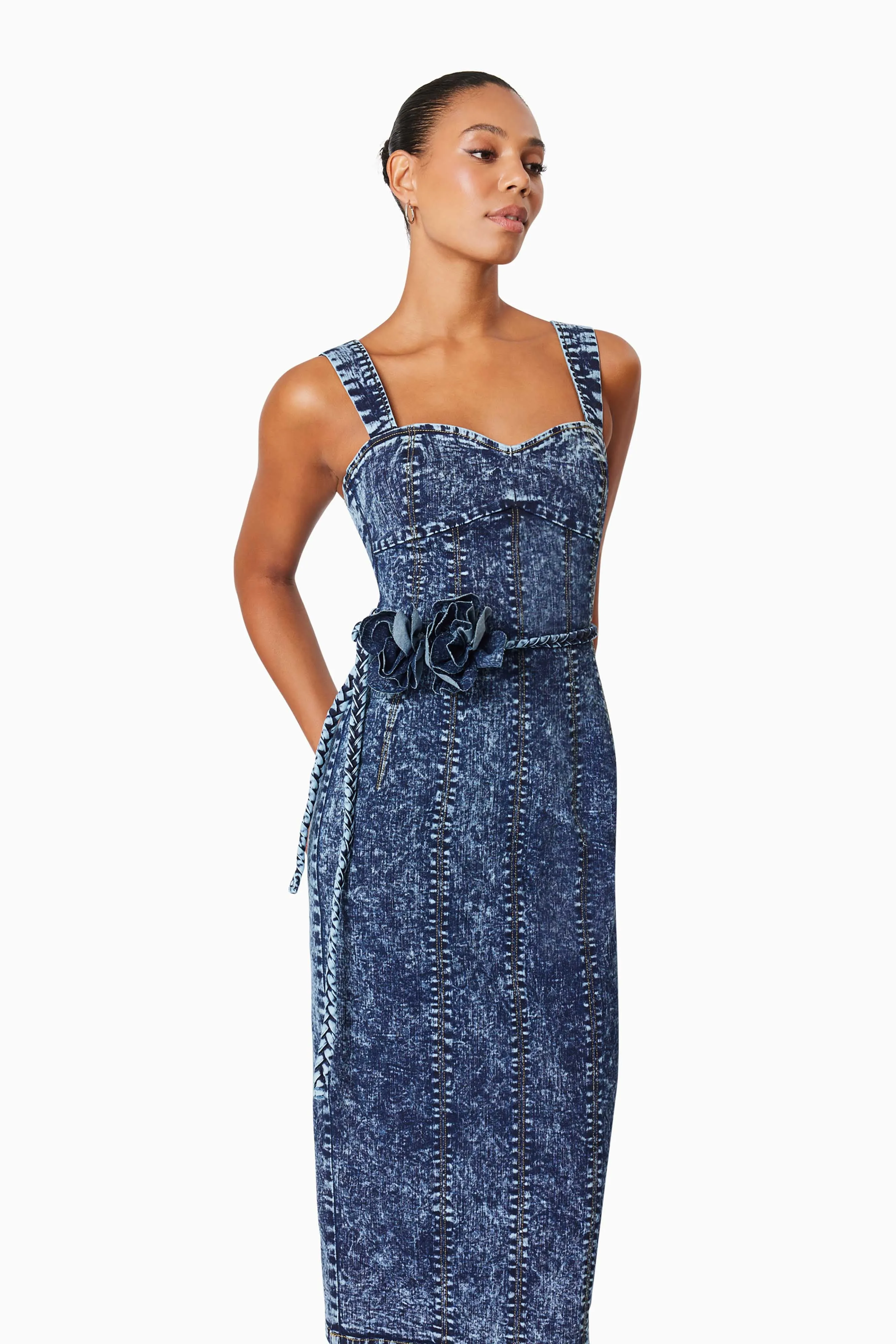 Camila Midi Denim Dress in Blue sold by Elliatt product image thumbnail 5
