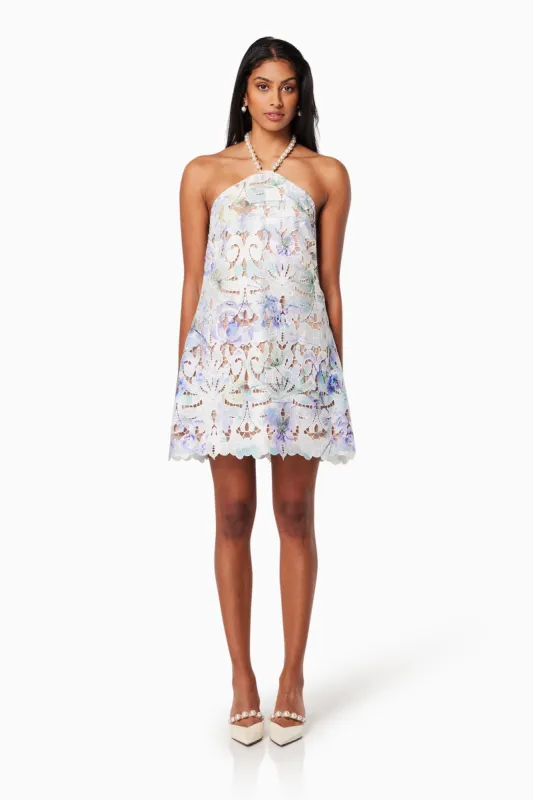 Berlin Halter Neck Mini Dress In Blue made by Elliatt