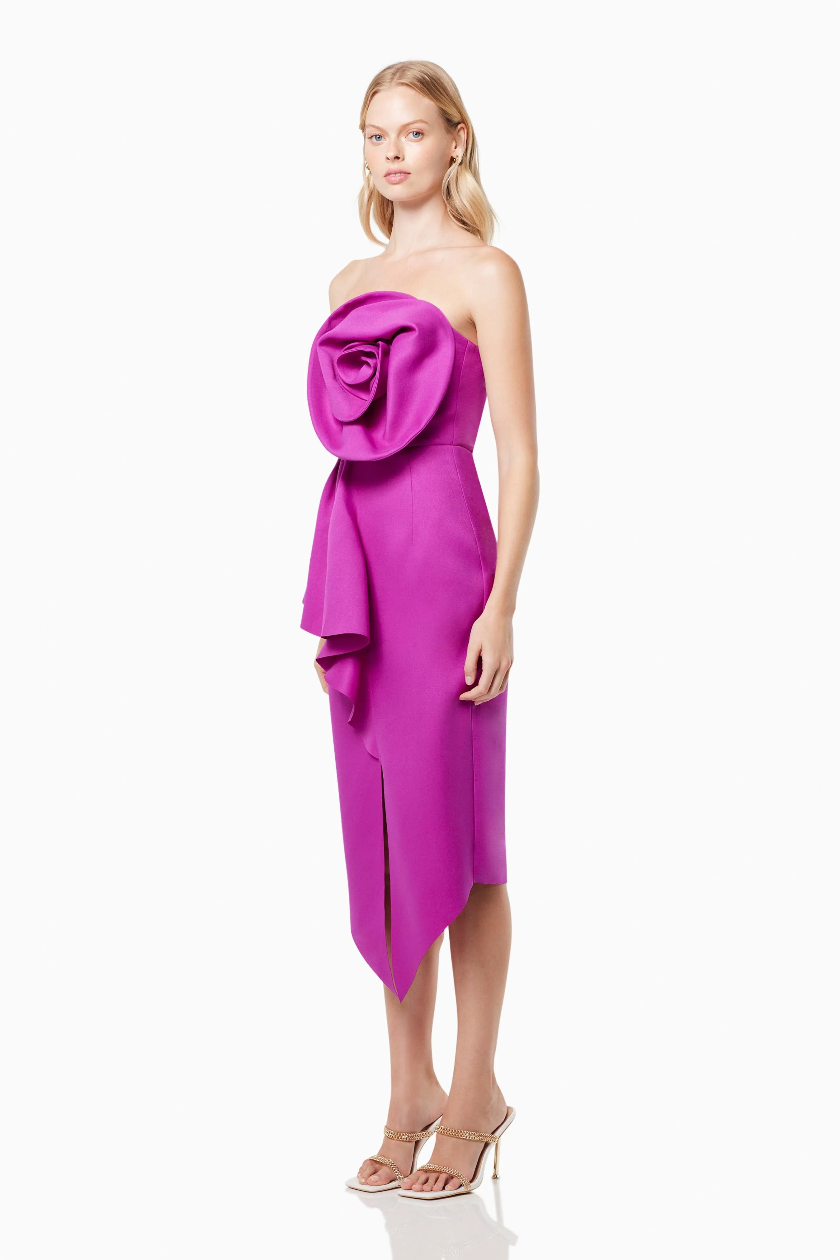 Bowie 3D Rosette Midi Dress In Purple sold by Elliatt product image thumbnail 3