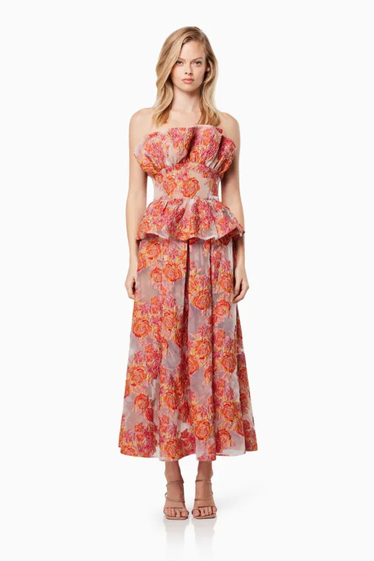 Fidelity Floral Midi Dress in Red made by Elliatt