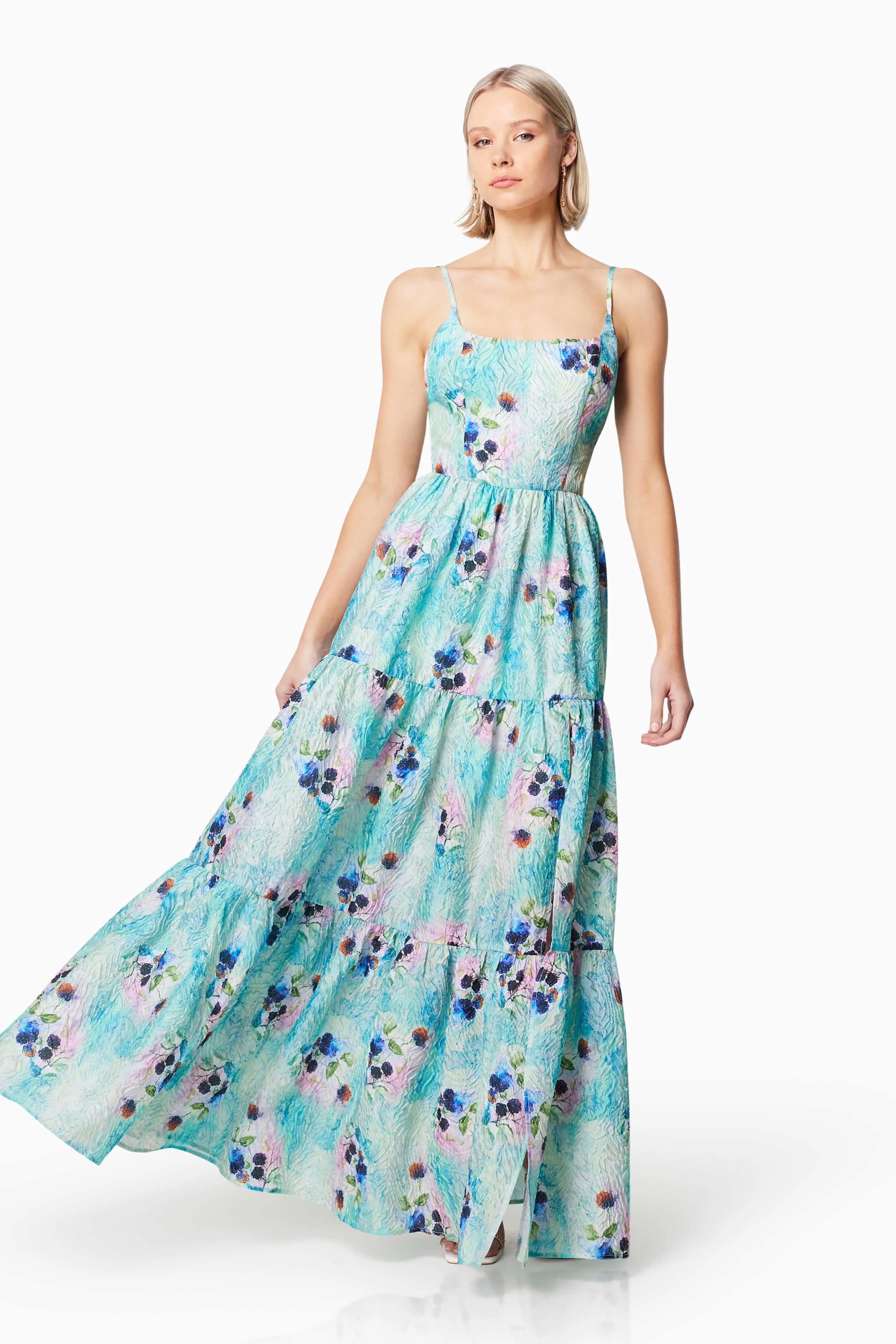 Gardenia Floral Maxi Dress in Blue sold by Elliatt product image thumbnail 3