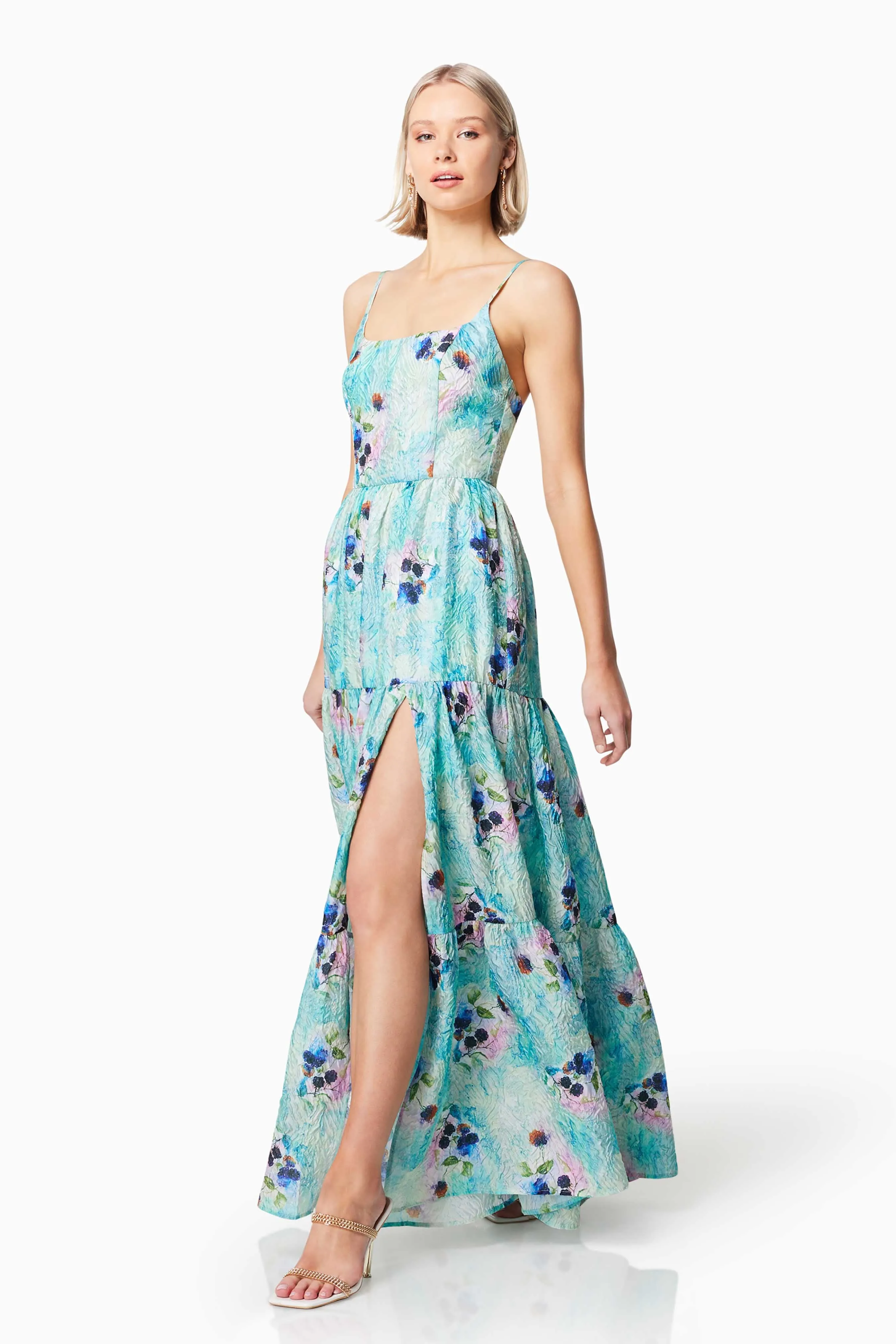 Gardenia Floral Maxi Dress in Blue sold by Elliatt product image thumbnail 5