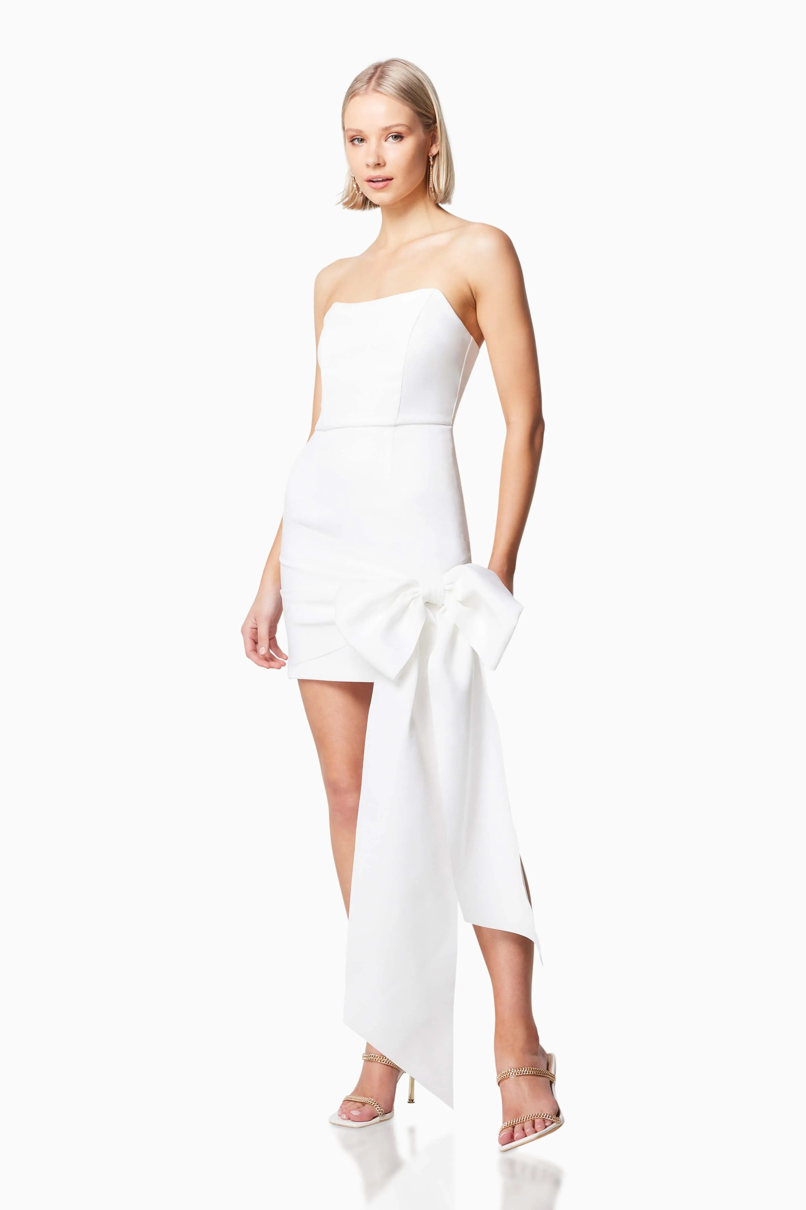 Genova Strapless Mini Dress in White sold by Elliatt product image thumbnail 3