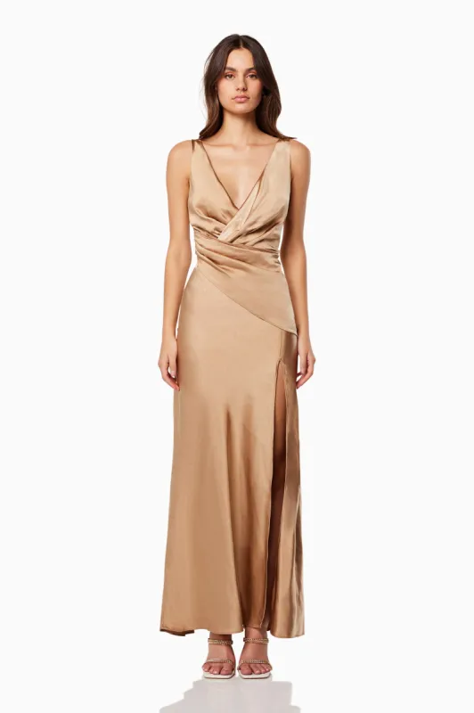 Junia Dress in Gold sold by Elliatt