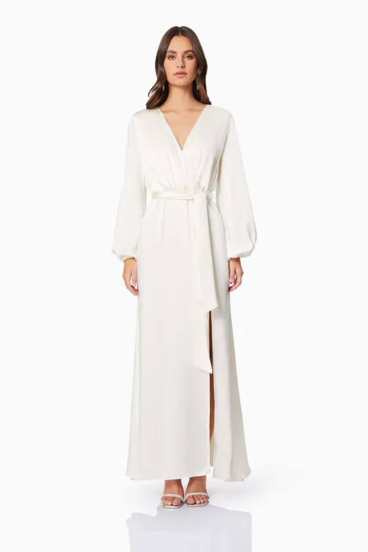 Kai V Neck Tie Maxi Dress In White sold by Elliatt