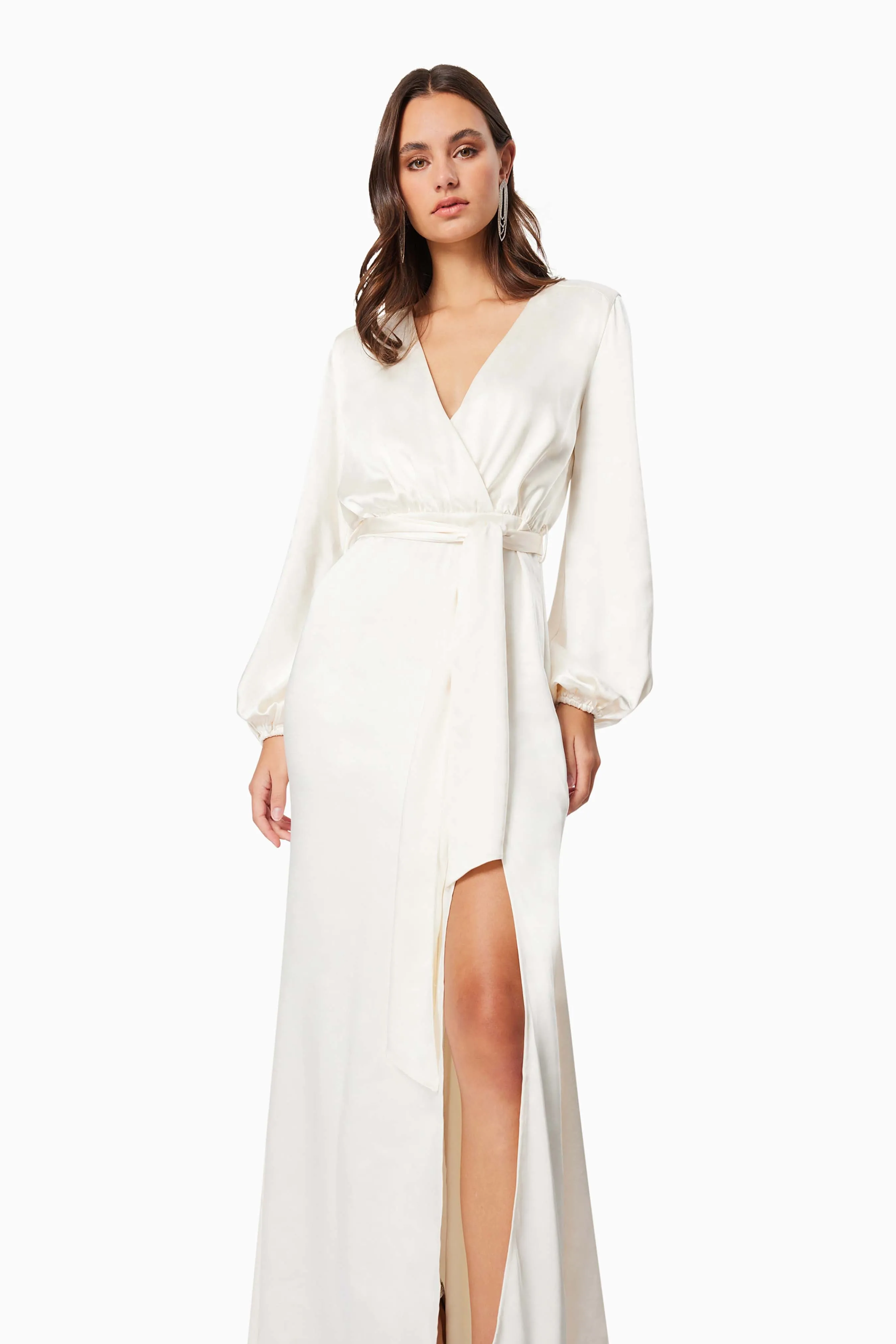 Kai V Neck Tie Maxi Dress In White sold by Elliatt product image thumbnail 2