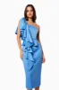 Laughter One Shoulder Midi Dress in Blue sold by Elliatt