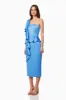 Laughter One Shoulder Midi Dress in Blue sold by Elliatt