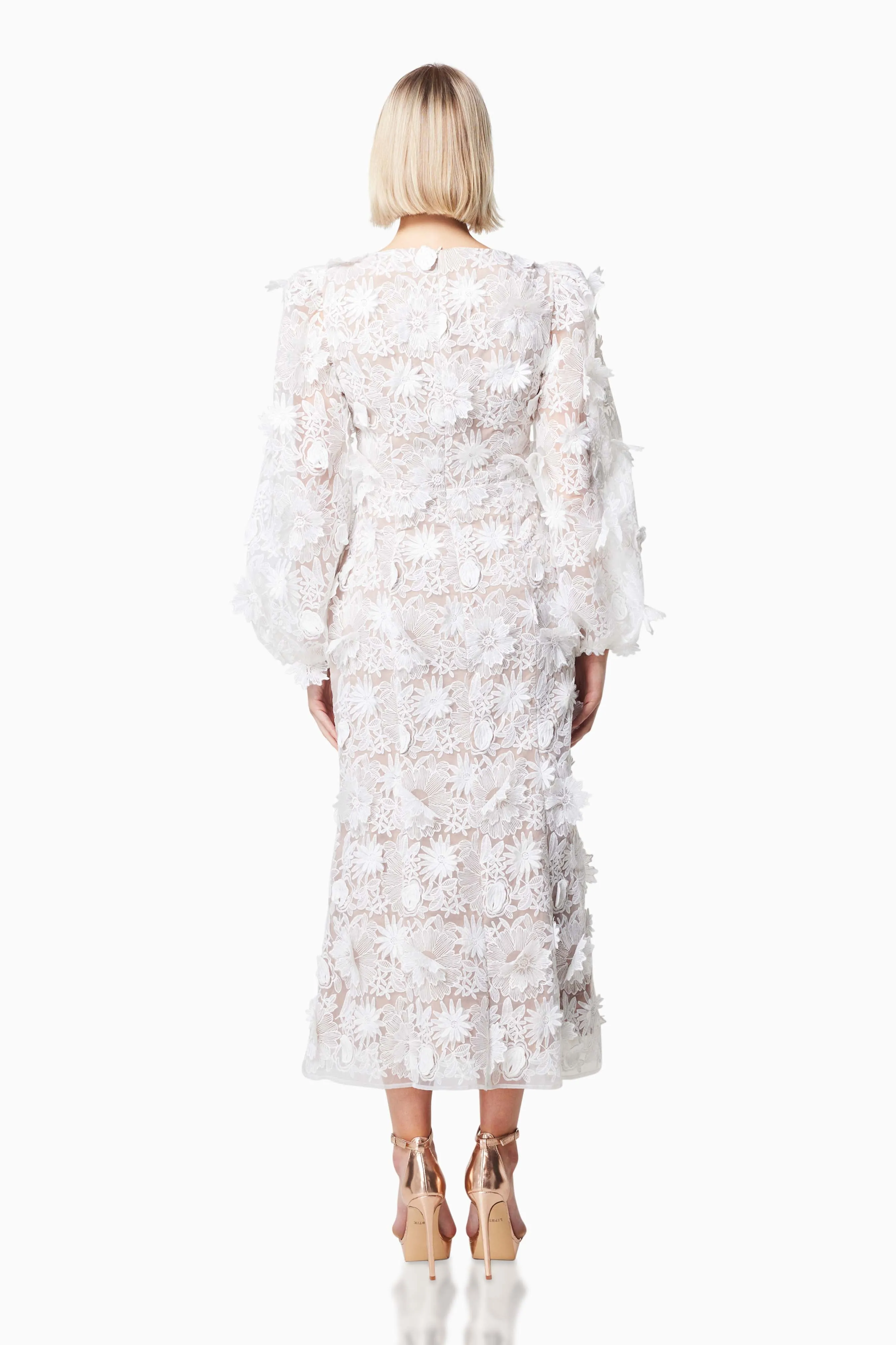 Tranquility 3D Floral Maxi Dress In White sold by Elliatt product image thumbnail 5