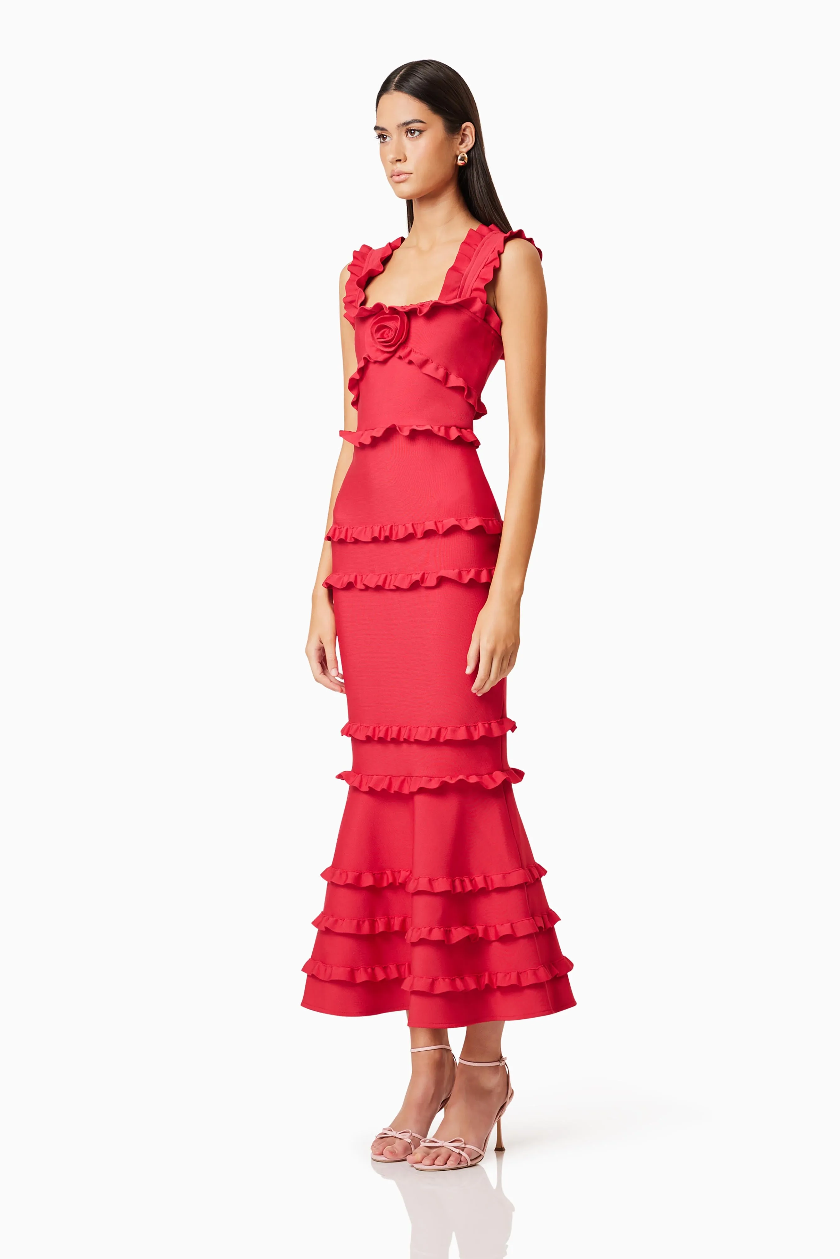 Kimberly Frill Maxi Dress in Red sold by Elliatt product image thumbnail 2