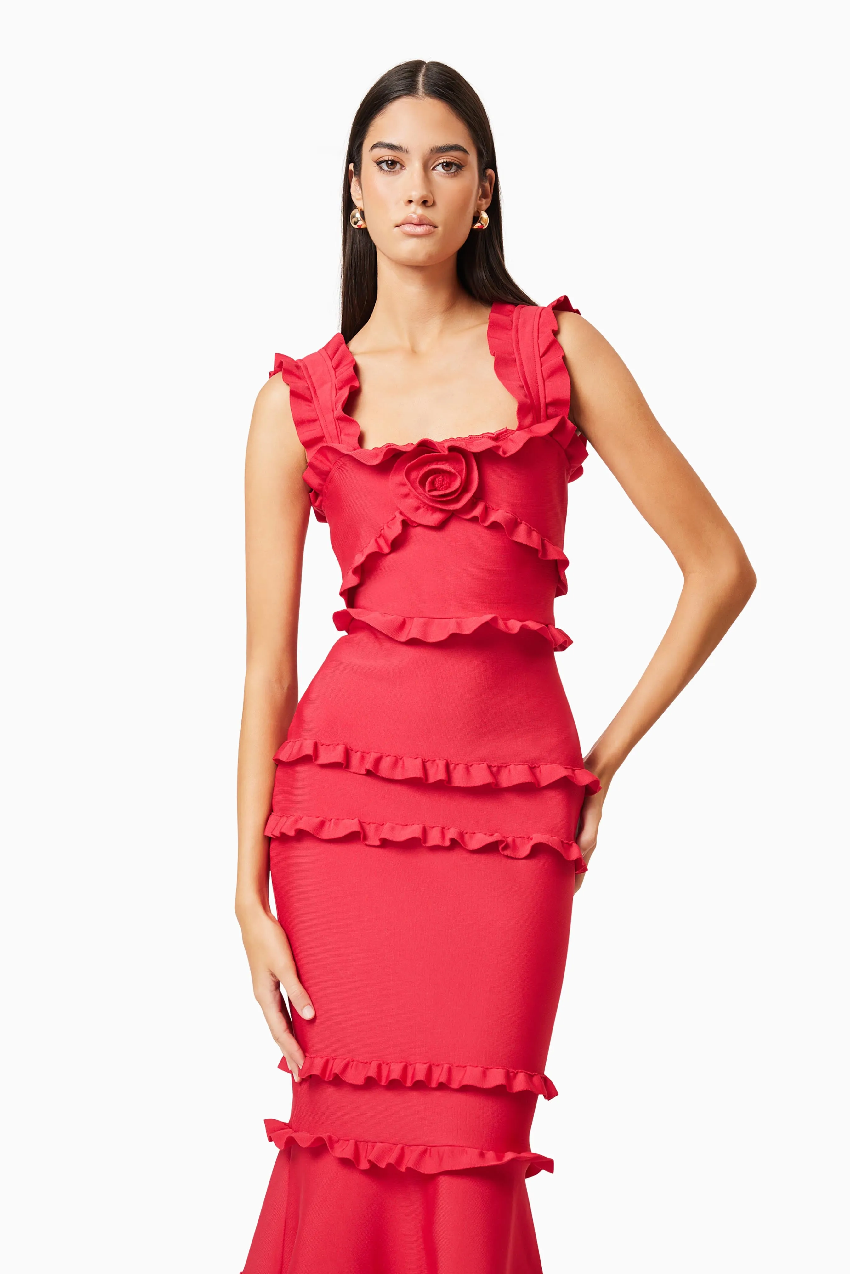 Kimberly Frill Maxi Dress in Red sold by Elliatt product image thumbnail 5