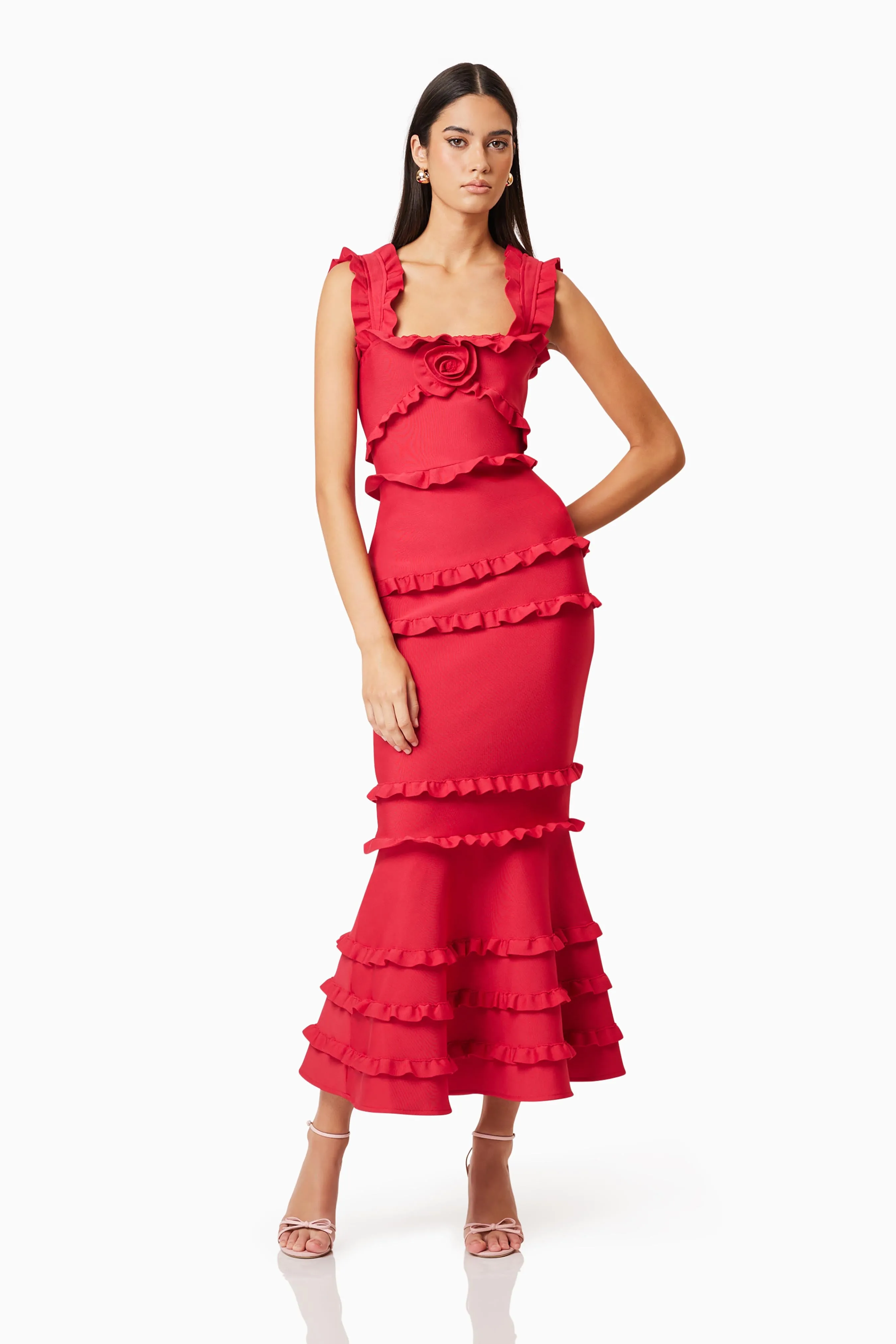 Kimberly Frill Maxi Dress in Red sold by Elliatt product image thumbnail 3