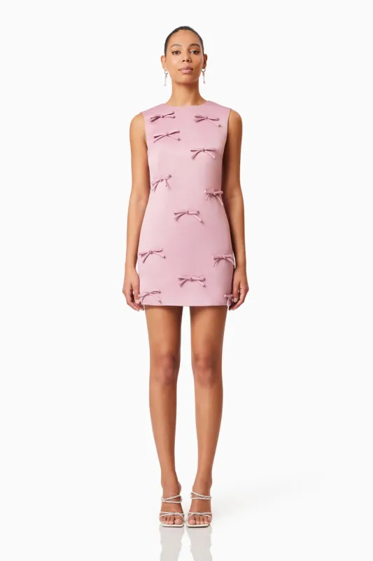 Rose Bow Shift Dress in Pink sold by Elliatt