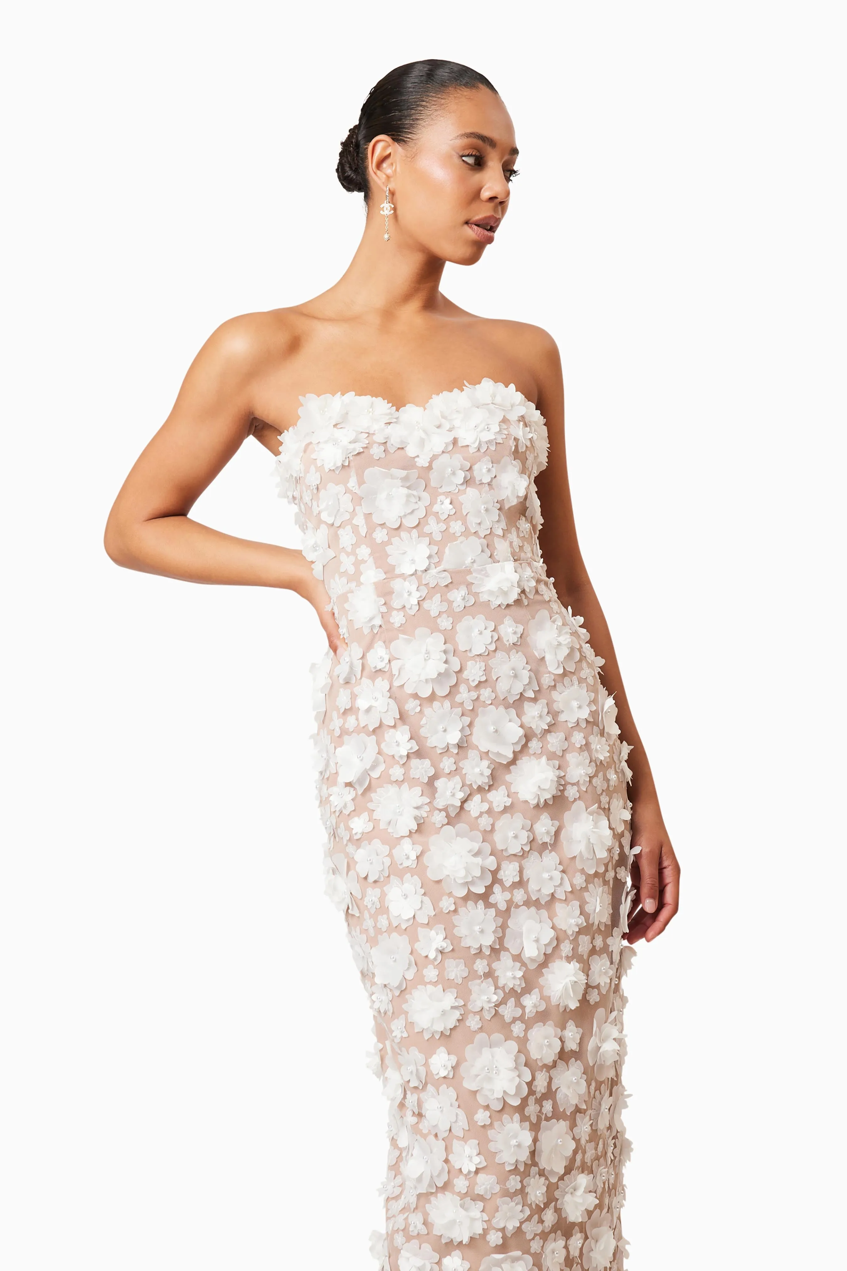 Bluebell Strapless 3D Midi Dress in White sold by Elliatt product image thumbnail 5
