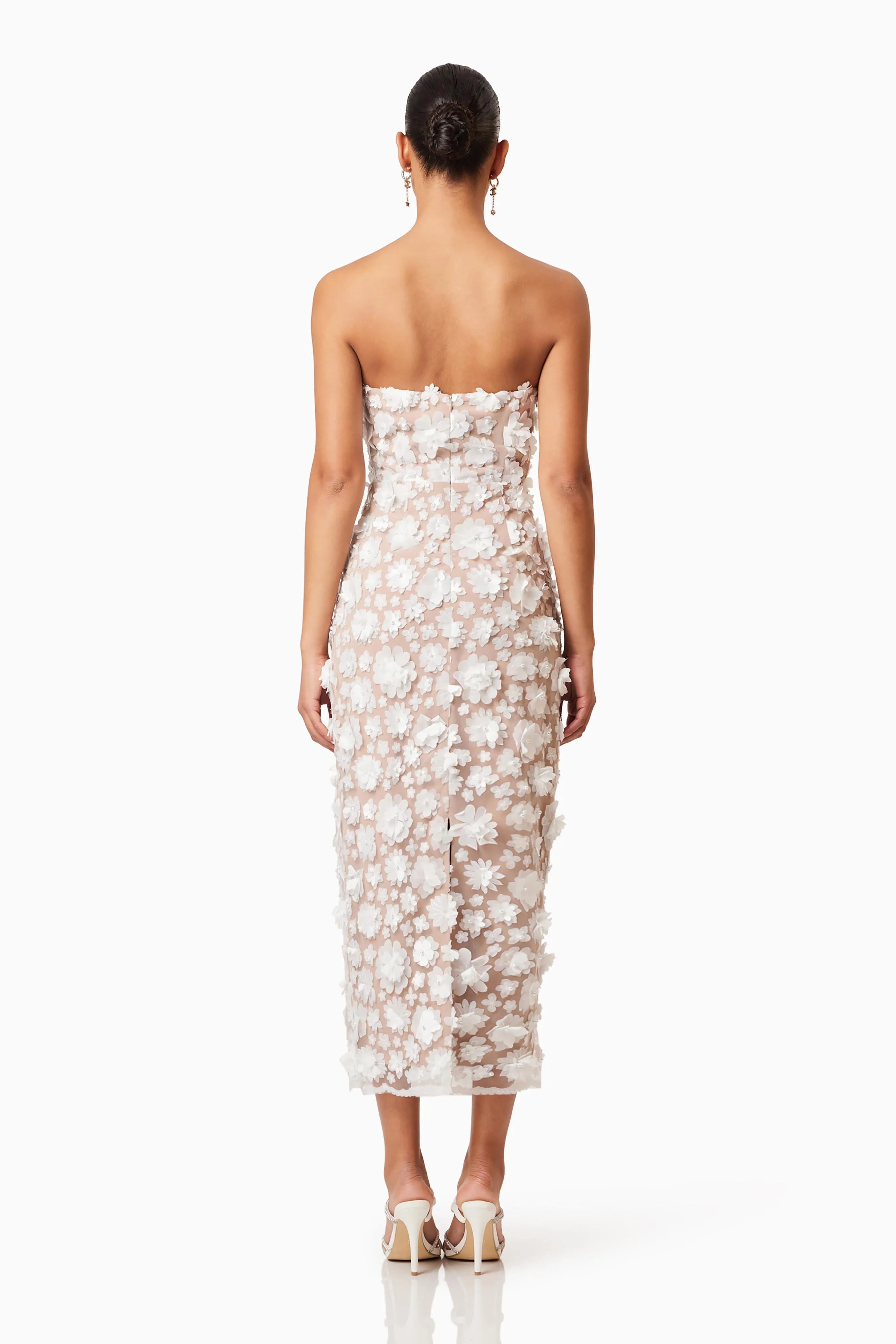 Bluebell Strapless 3D Midi Dress in White sold by Elliatt product image thumbnail 4