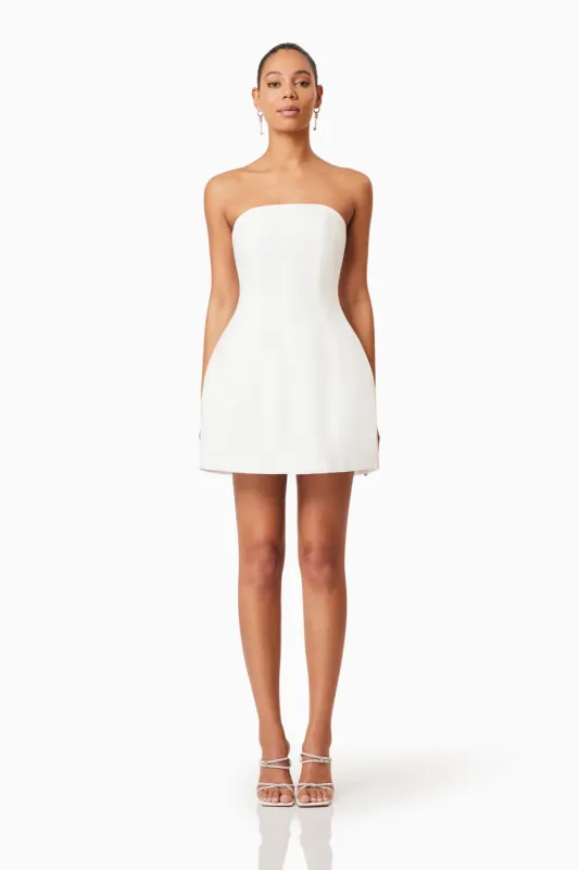 Geranium Strapless Party Dress In White sold by Elliatt