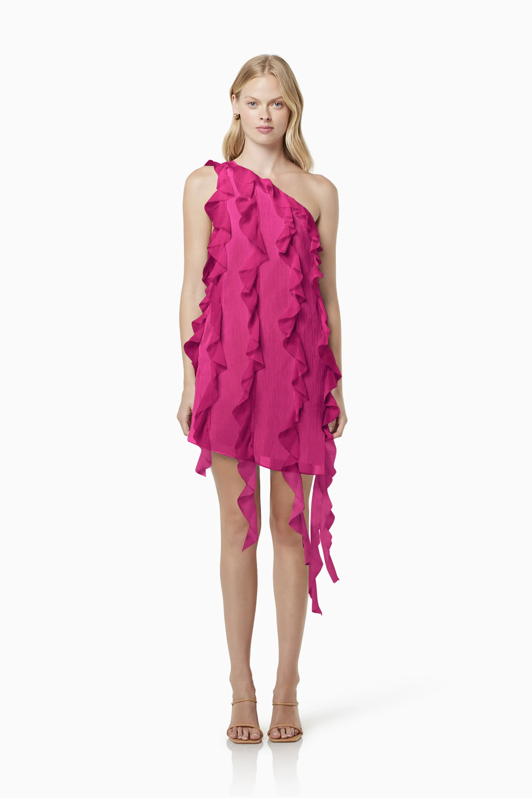 Zoe Textured Sheer Mini Dress In Pink sold by Elliatt