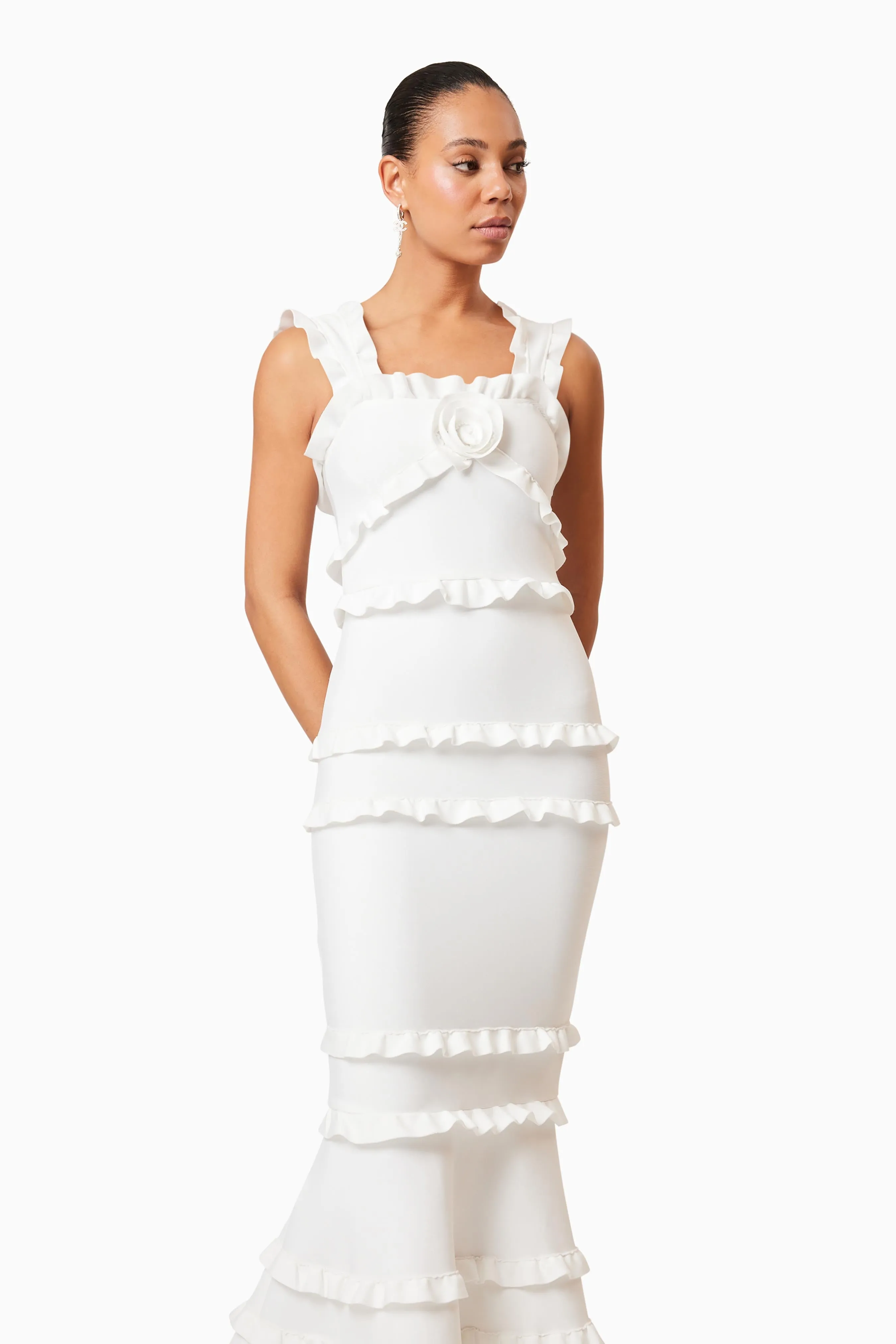 Kimberly Frill Maxi Dress in White sold by Elliatt product image thumbnail 5