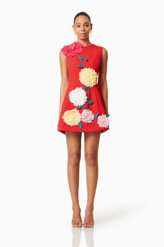 Buttercup Embroidered Mini Dress in Red sold by Elliatt