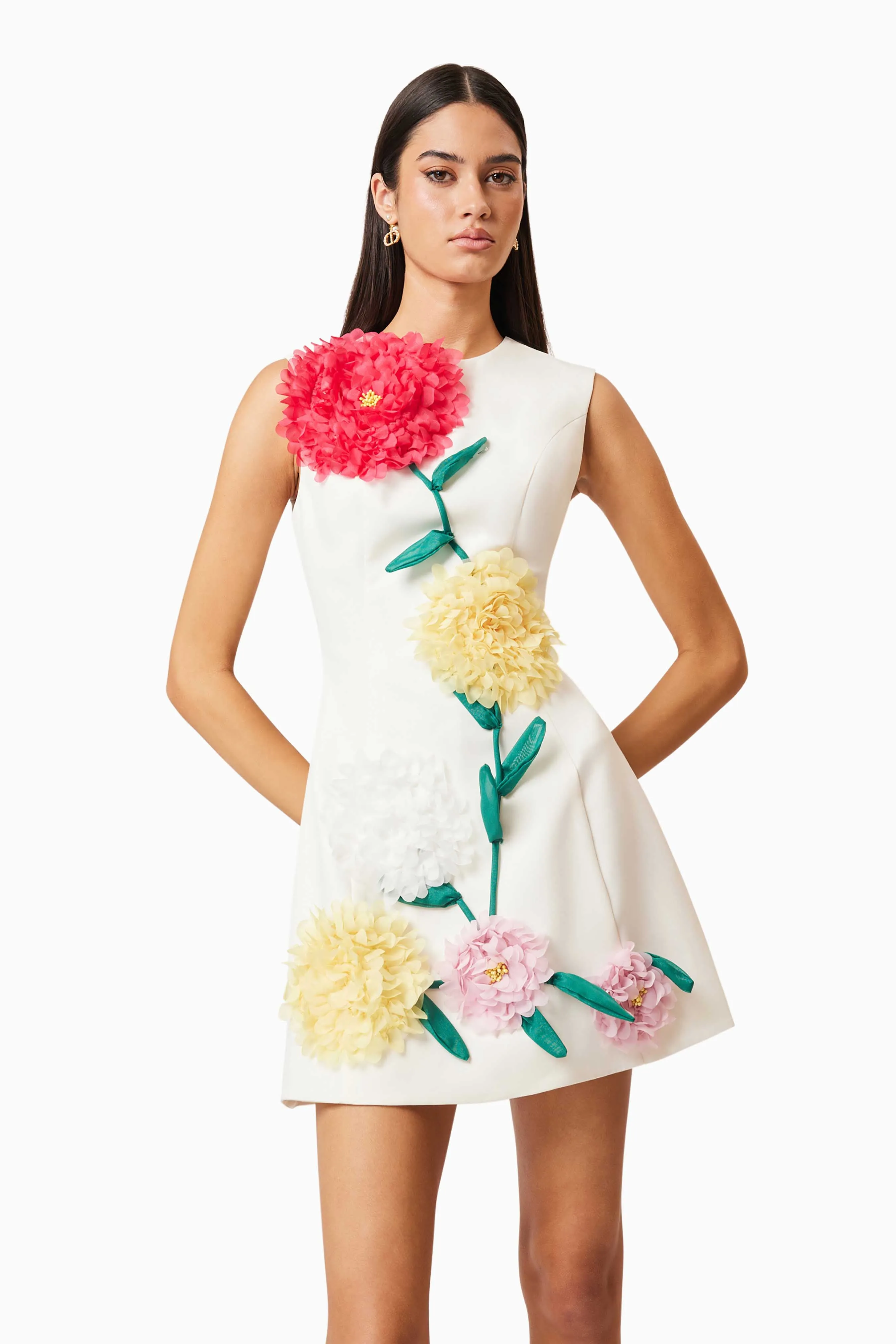 Buttercup Embroidered Mini Dress in Ivory sold by Elliatt product image thumbnail 5