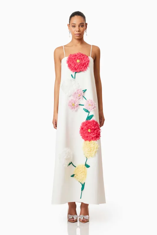 Buttercup Embroidered Maxi Dress in White sold by Elliatt