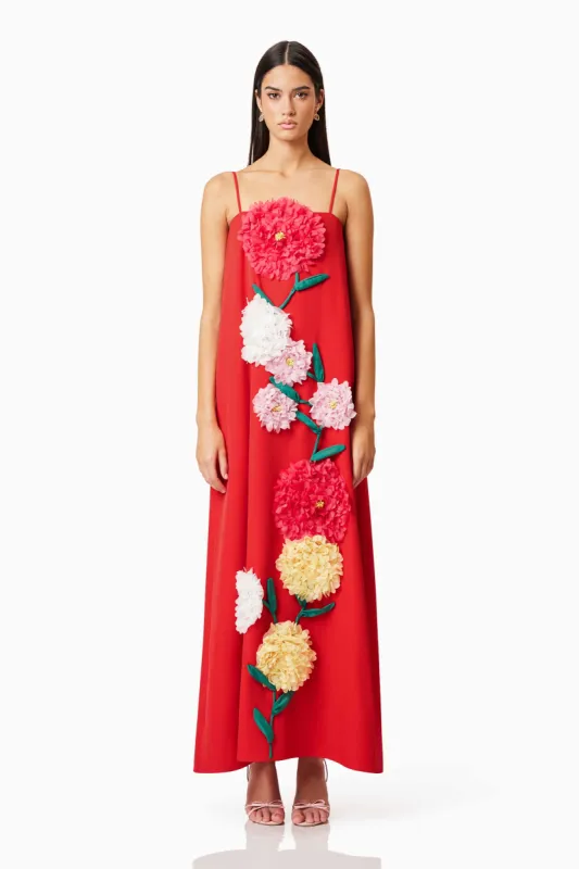 Buttercup Embroidered Maxi Dress In Red sold by Elliatt