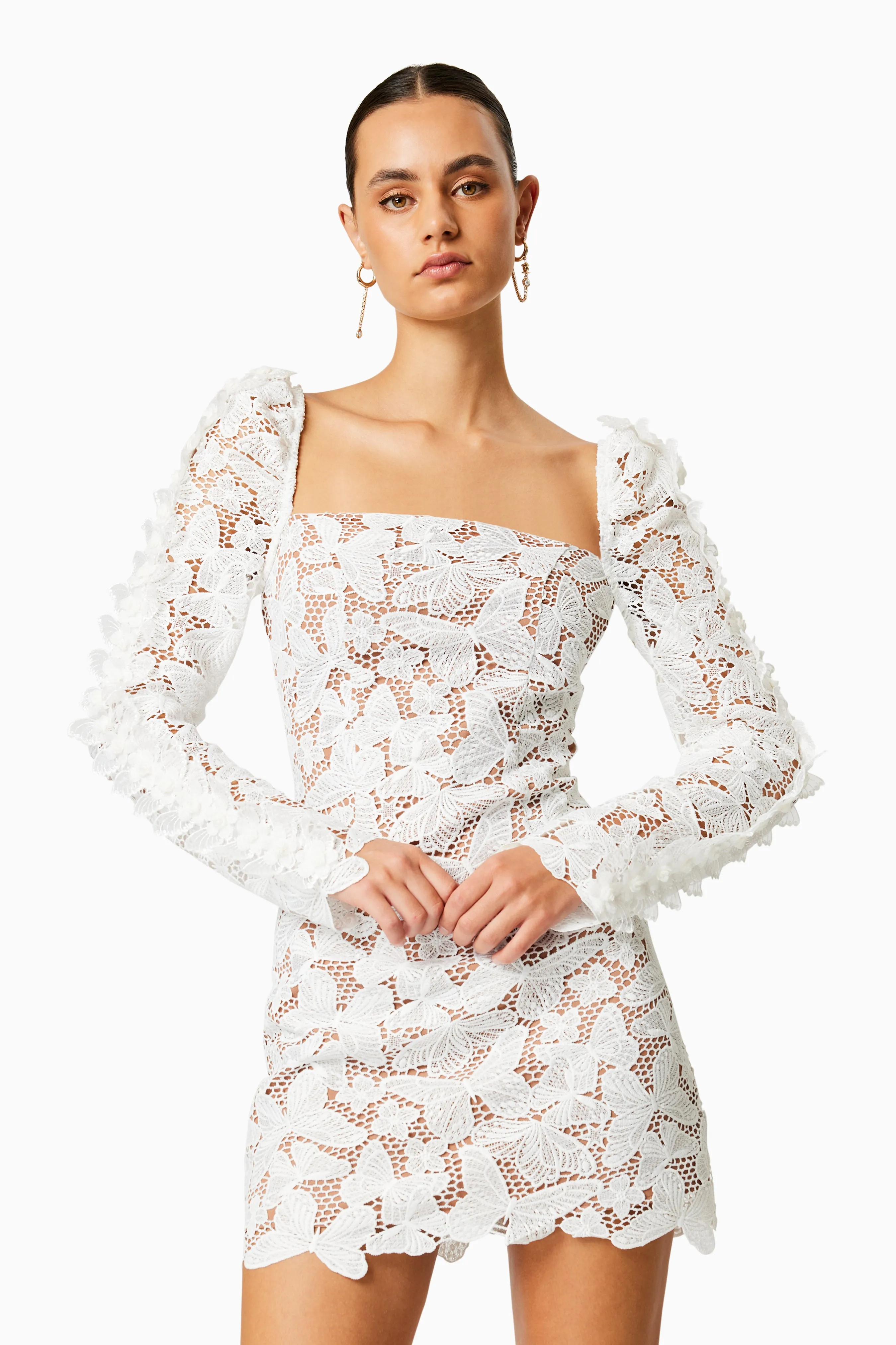 Verona Long Sleeve Mini Dress In White sold by Elliatt product image thumbnail 2