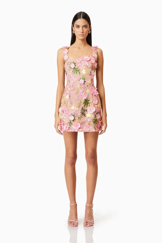 Aella Embroidered Mini Dress In Pink sold by Elliatt