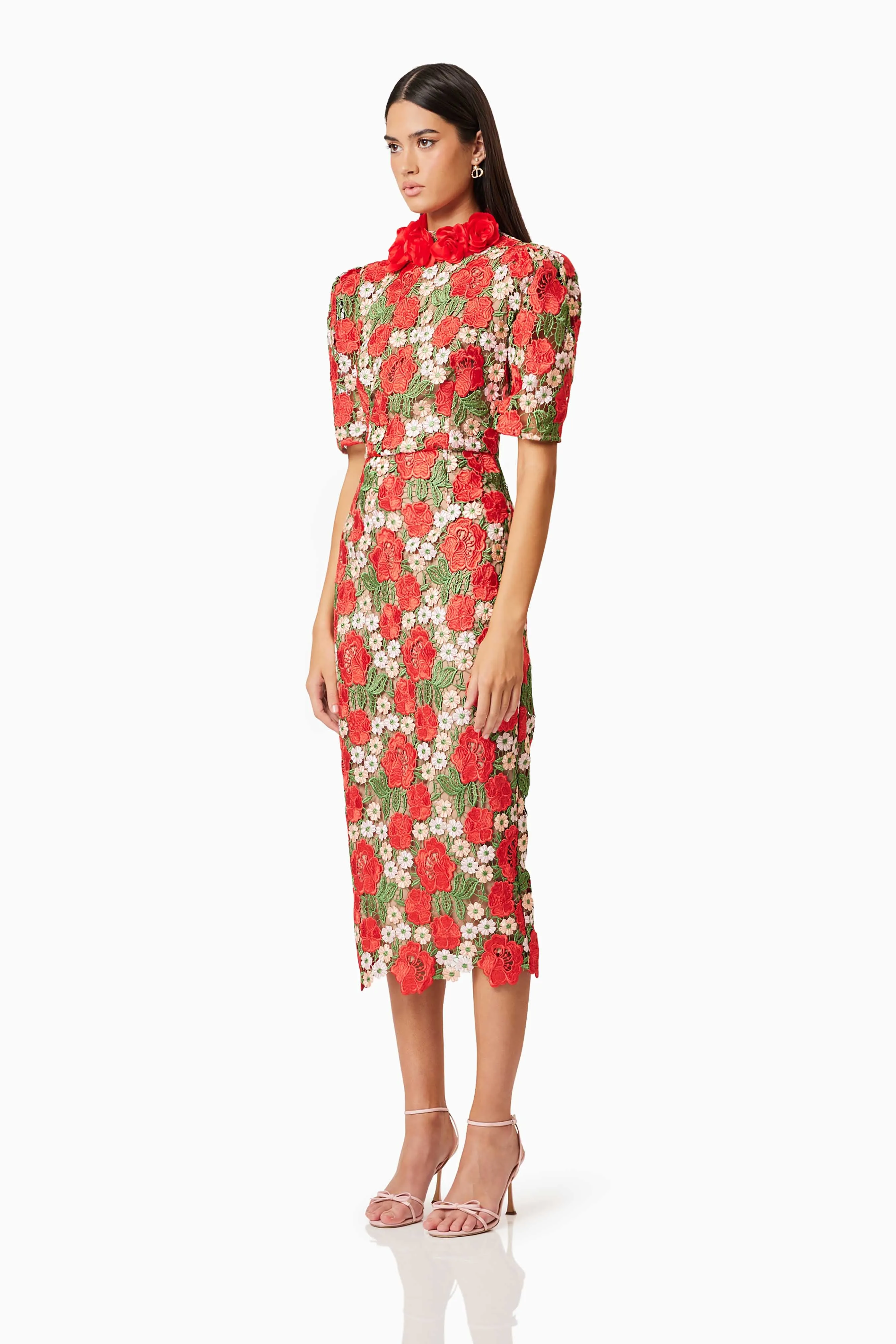 Roselyn Cocktail Midi Dress in Red sold by Elliatt product image thumbnail 2
