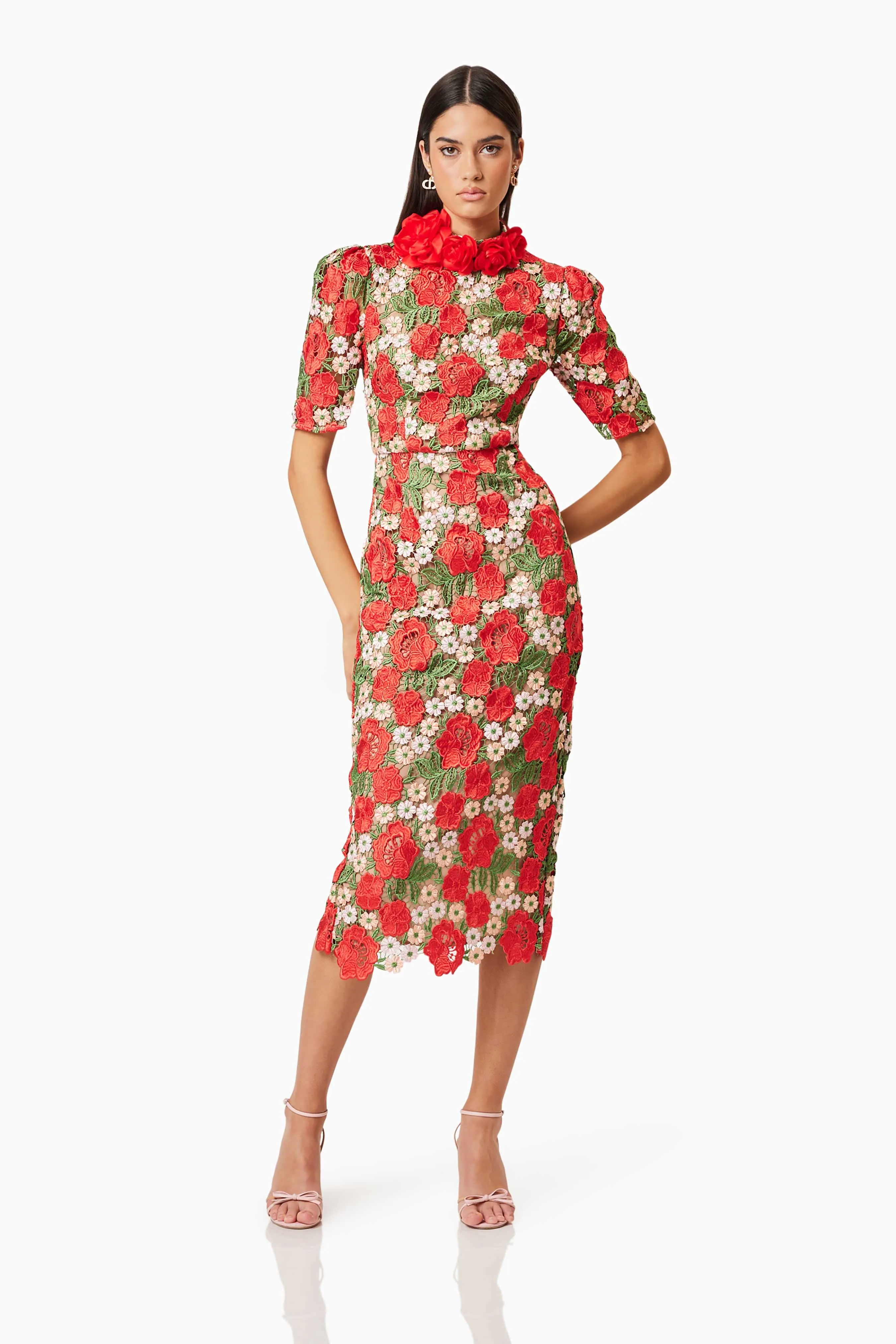 Roselyn Cocktail Midi Dress in Red sold by Elliatt product image thumbnail 3