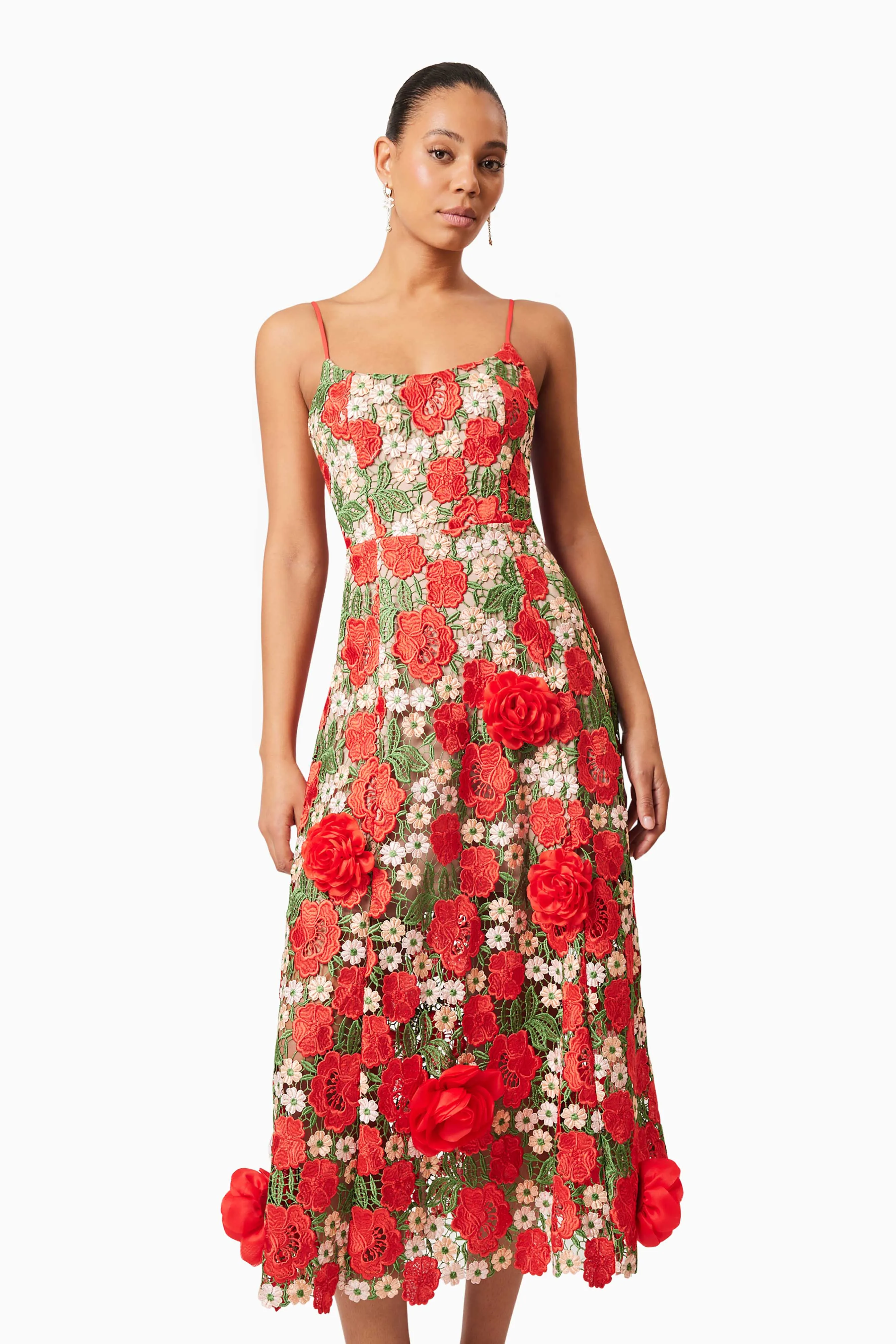 Roselyn Embroidered Midi Dress In Red sold by Elliatt product image thumbnail 5