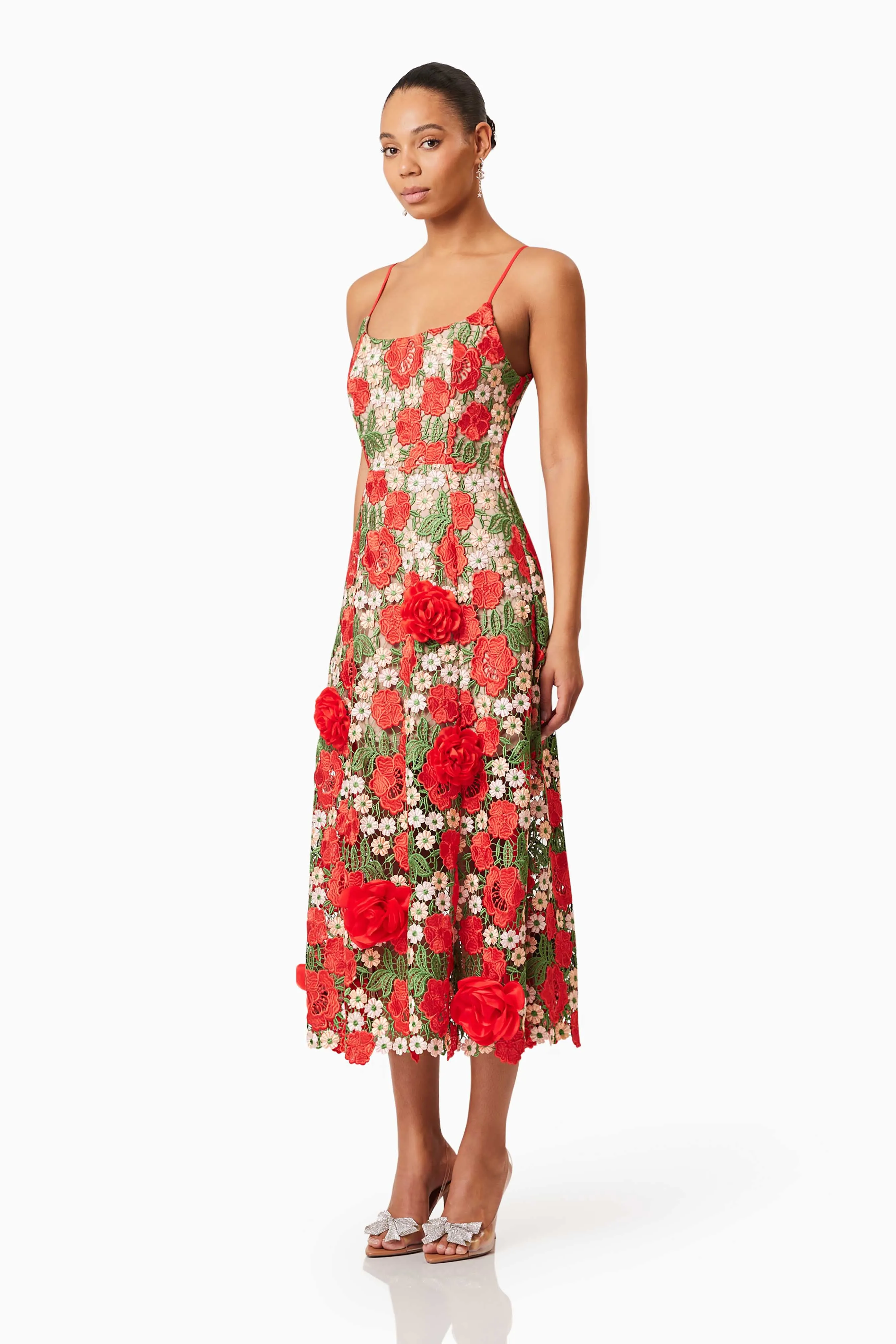 Roselyn Embroidered Midi Dress In Red sold by Elliatt product image thumbnail 2