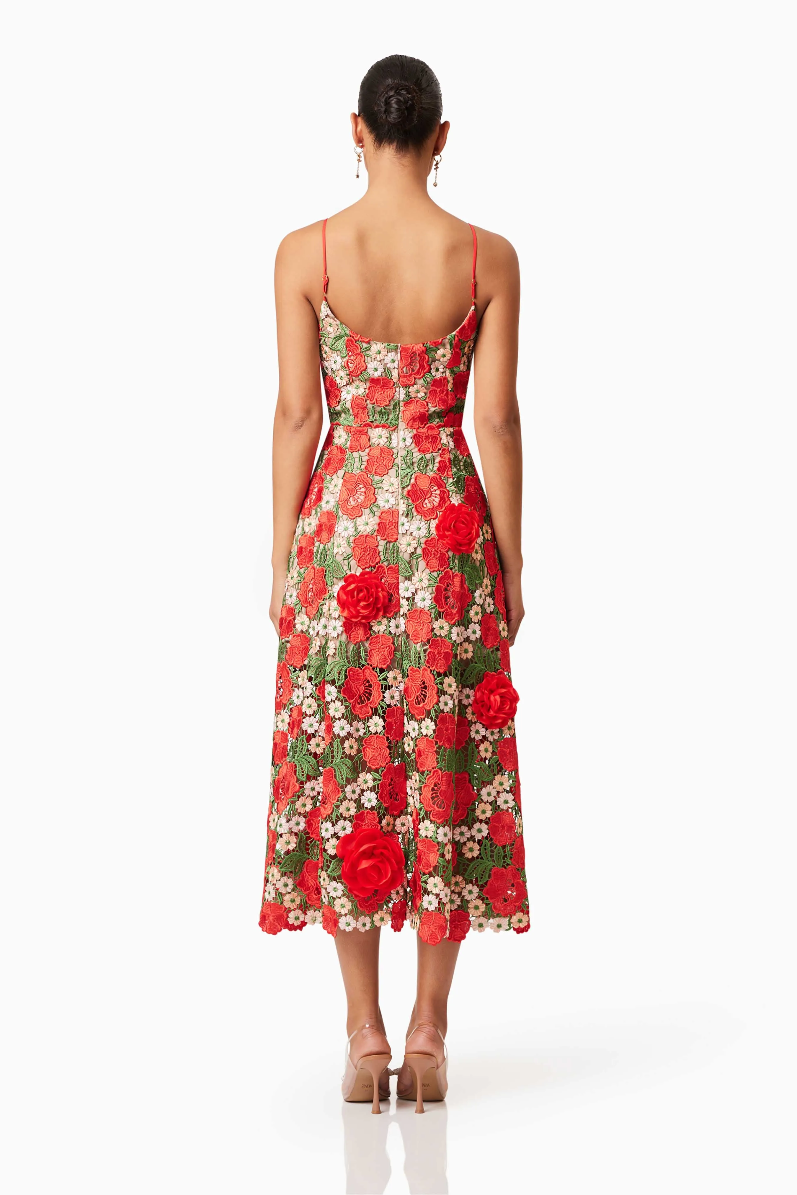 Roselyn Embroidered Midi Dress In Red sold by Elliatt product image thumbnail 4