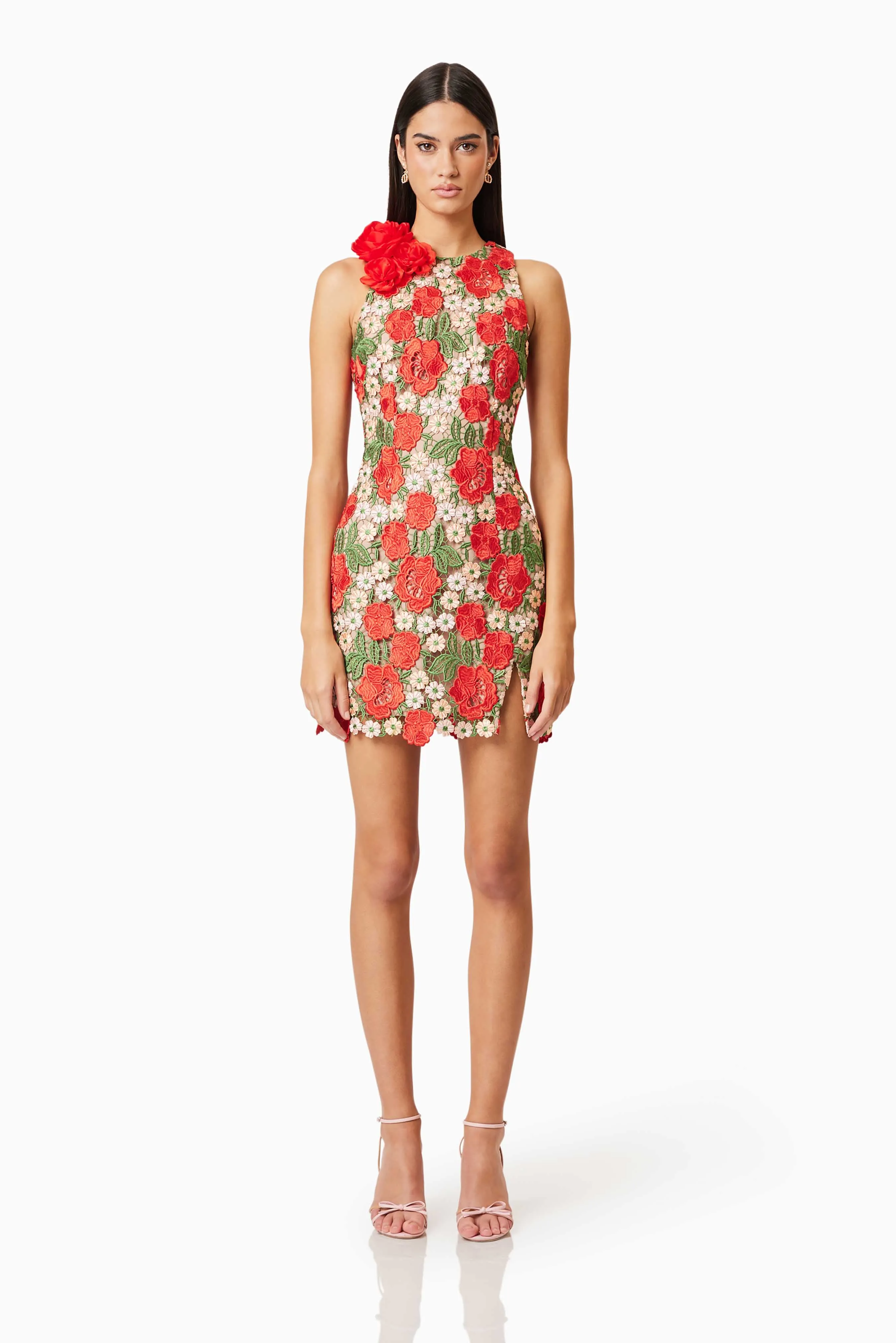 Roselyn Embroidered Mini Dress In Red sold by Elliatt