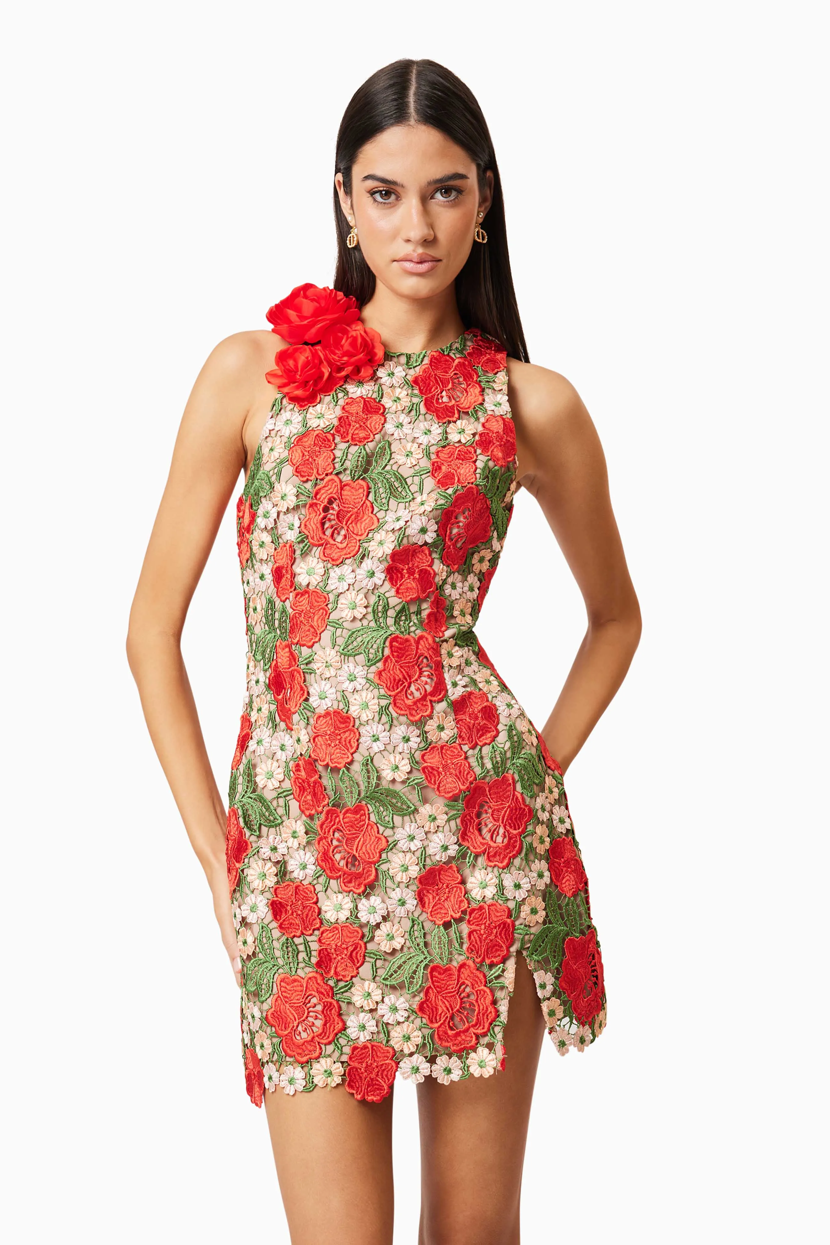 Roselyn Embroidered Mini Dress In Red sold by Elliatt product image thumbnail 5