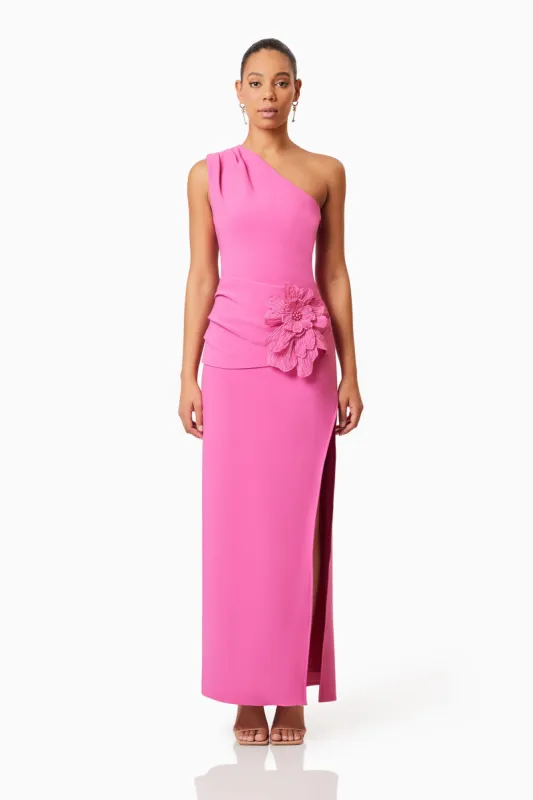 Janelle One Shoulder Gown In Pink made by Elliatt